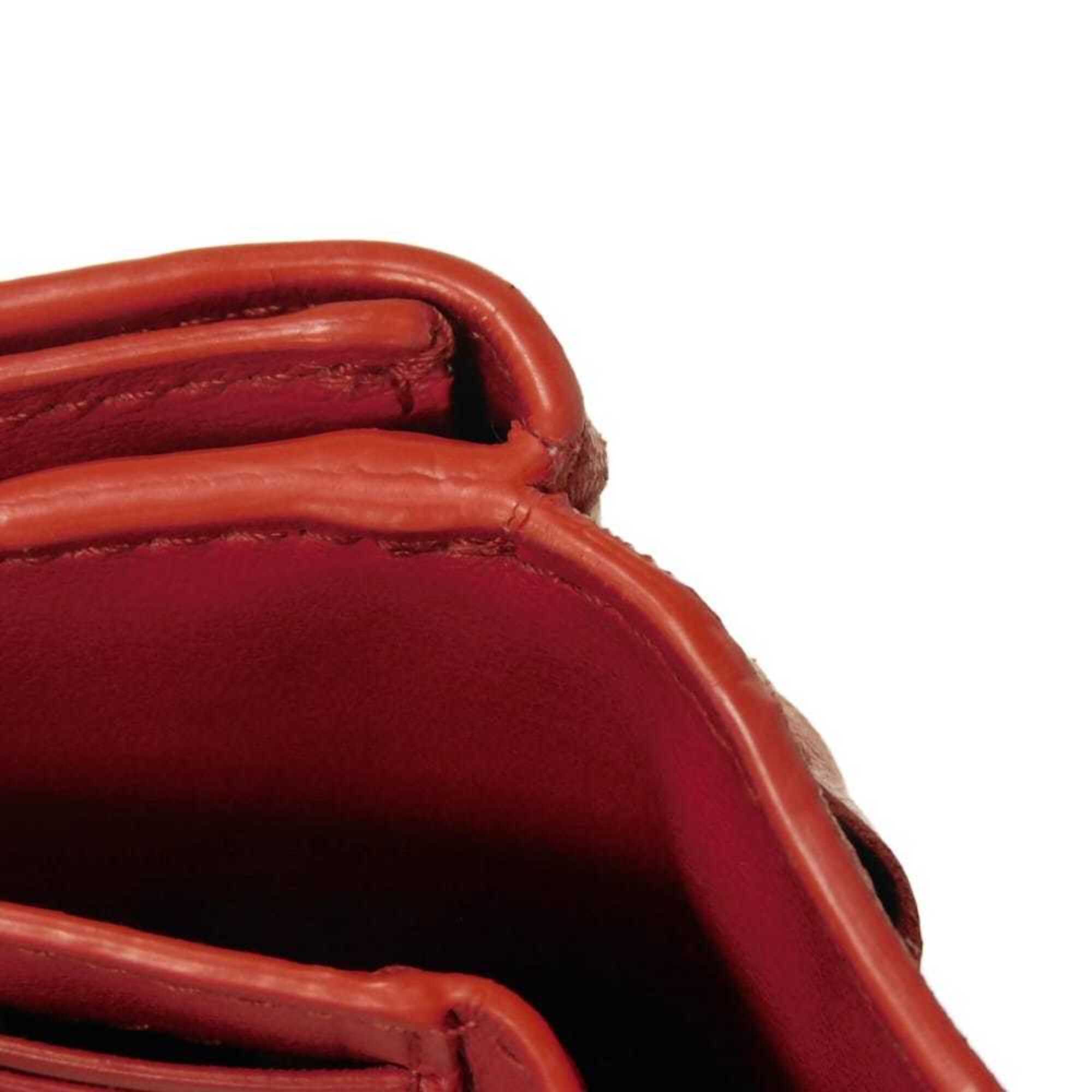 Bottega Veneta Red Color Leather Wallet (Tri-Fold) (Pre-Owned)