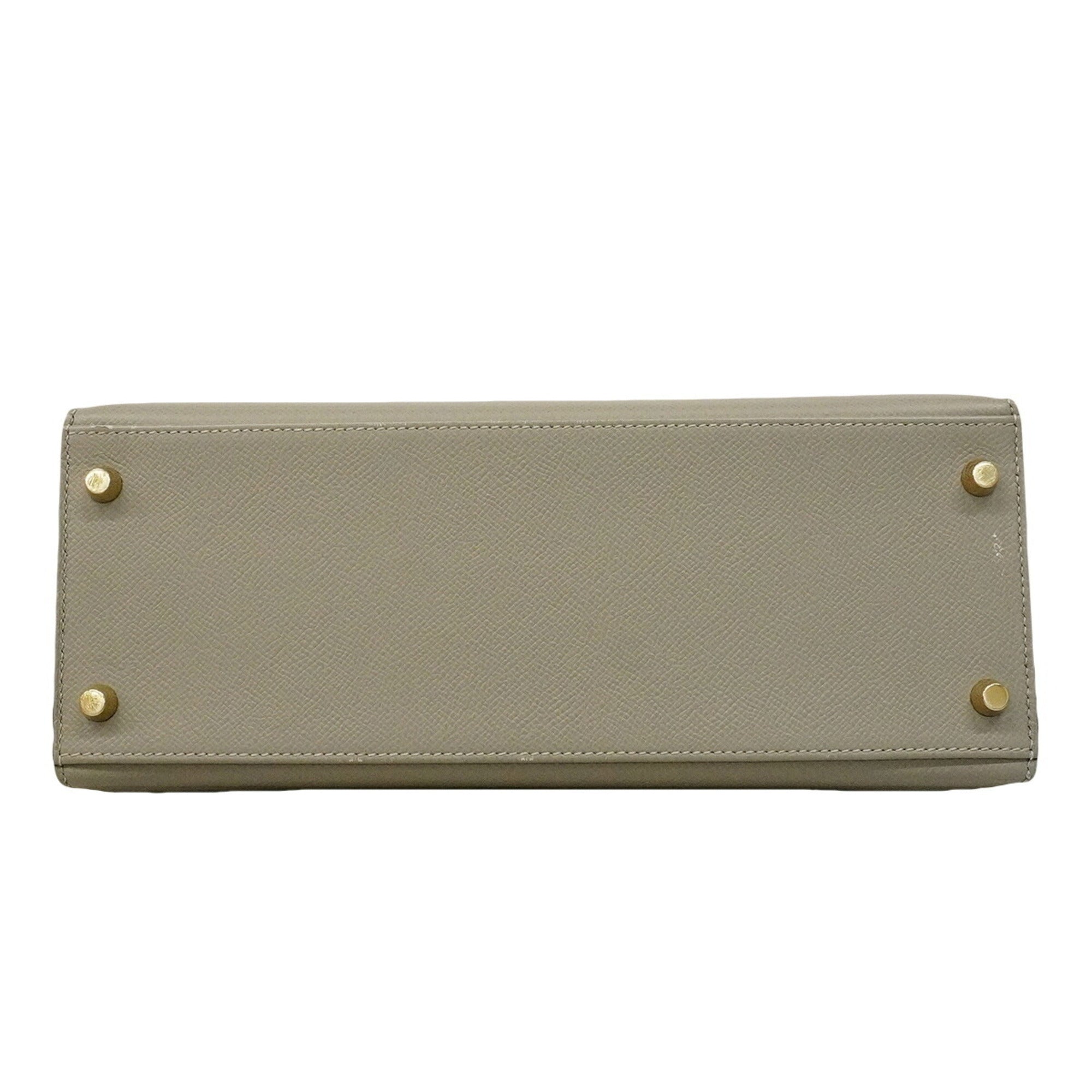 Hermes Gray Leather Handbag (Pre-Owned)