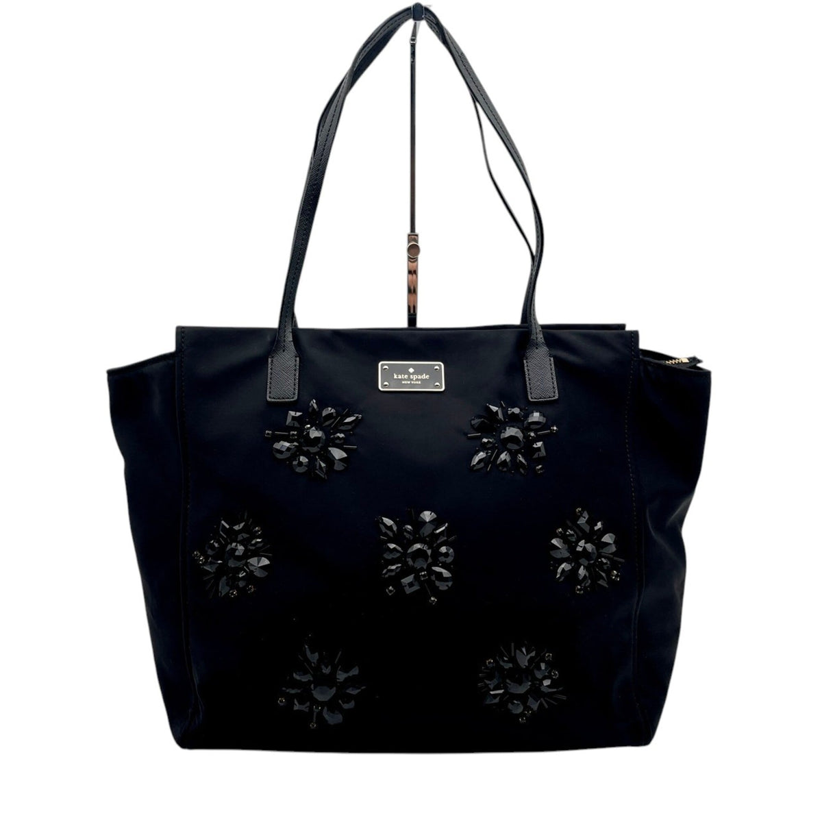 Kate Spade Black Nylon Leather Handbag Tote Bag (Pre-Owned)