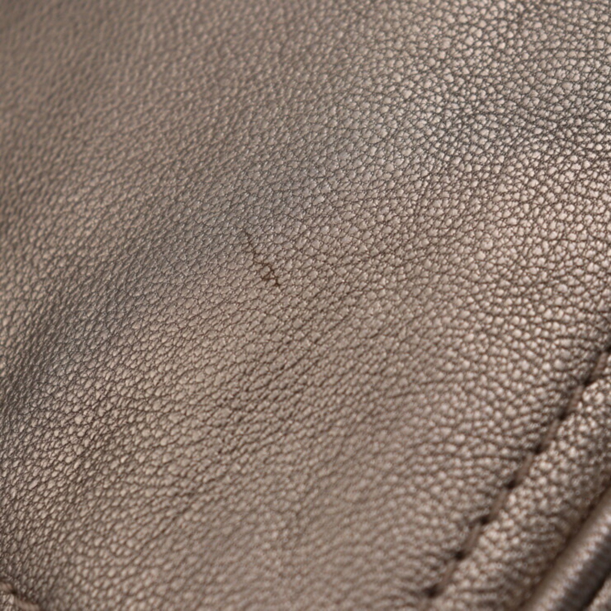 Loewe Gold Gray Leather Boston Bag Handbag Tote Bag (Pre-Owned)