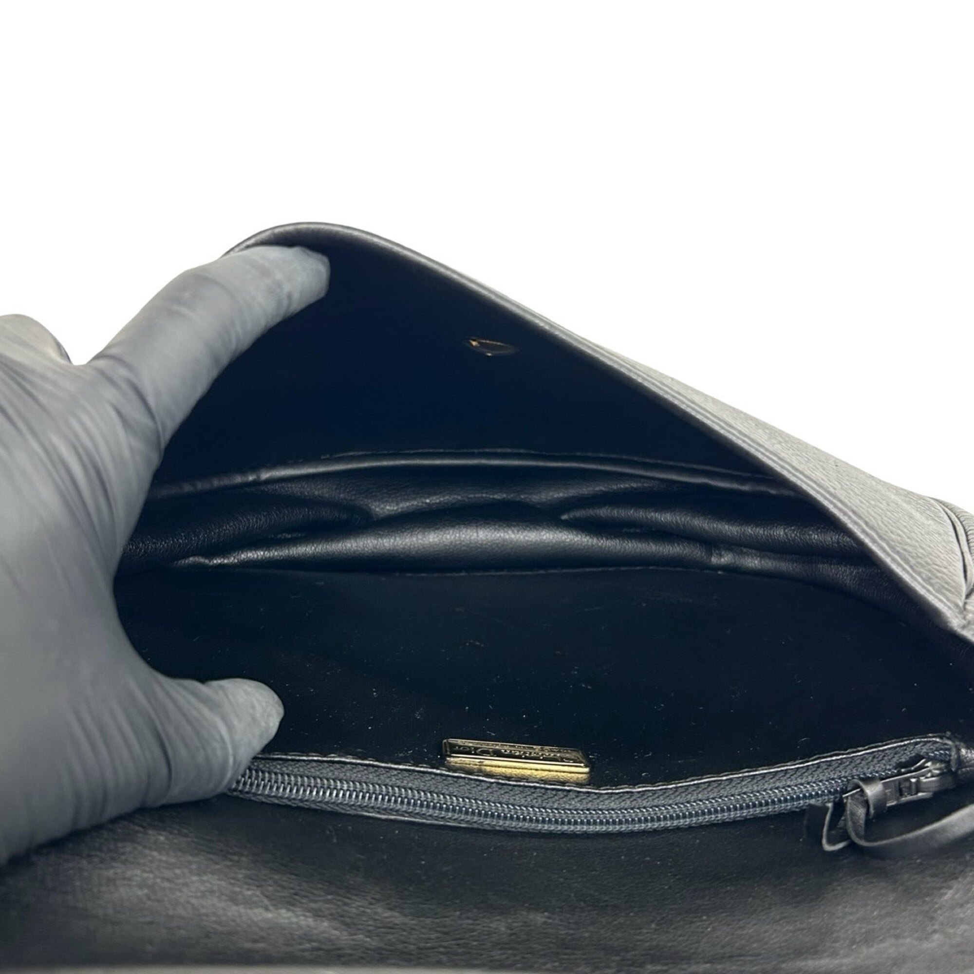 Christian Dior Black Leather Pochette Shoulder Bag (Pre-Owned)