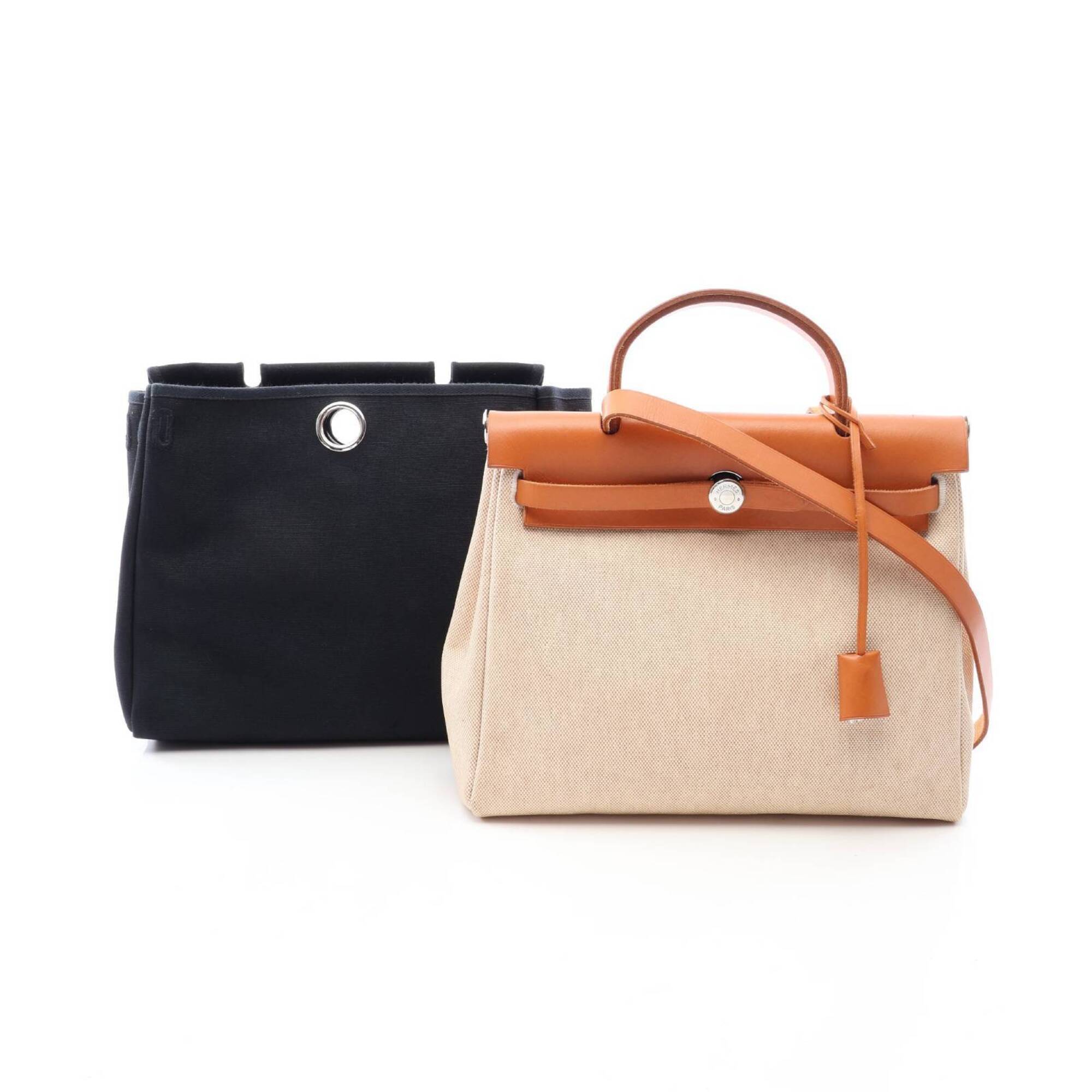 Hermes Brown Ecru Ivory Natural Toile H Handbag (Pre-Owned)