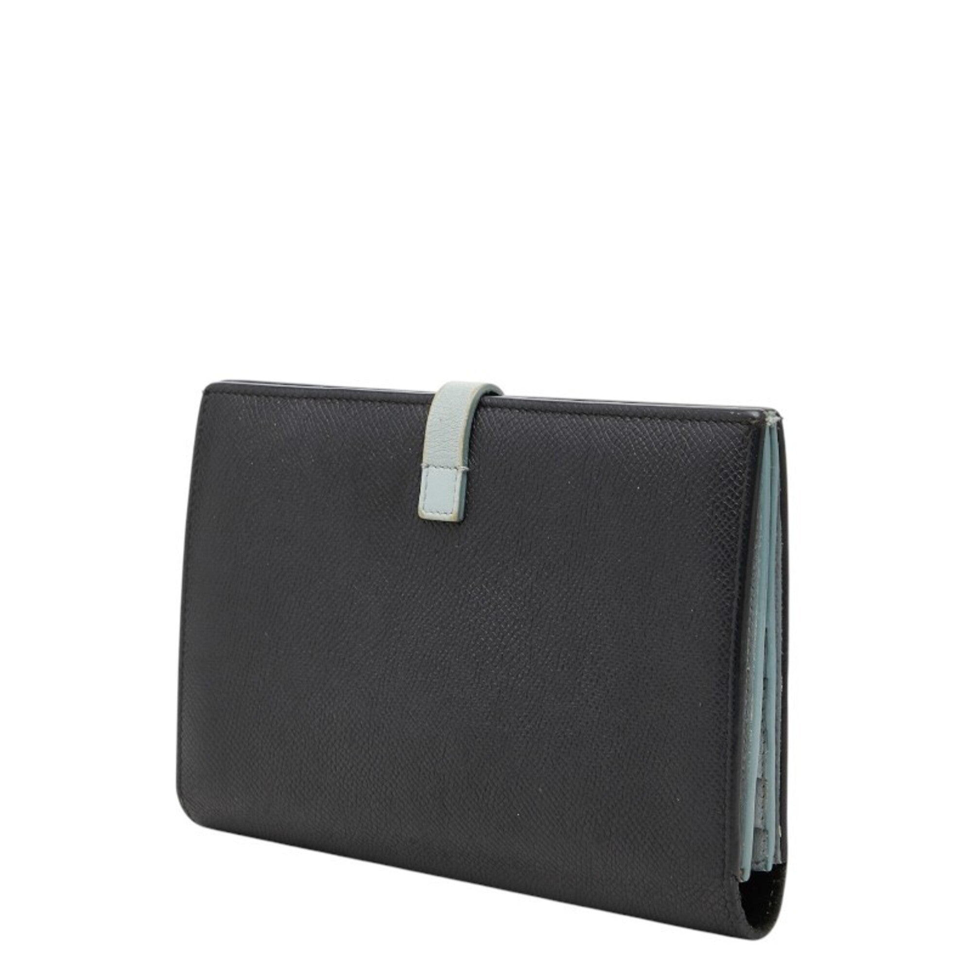 Celine Black Blue Leather Long Wallet (Bi-Fold) (Pre-Owned)
