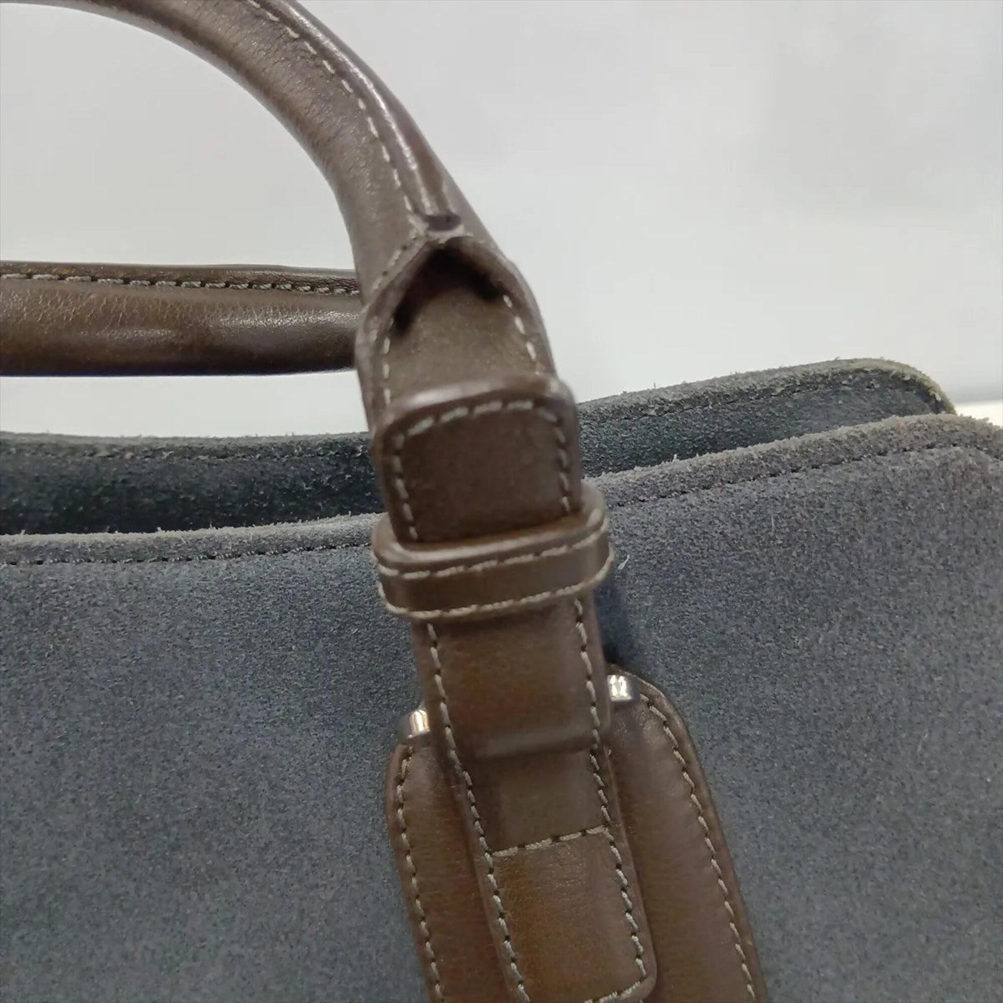Loewe Blue Brown Leather Handbag Tote Bag (Pre-Owned)