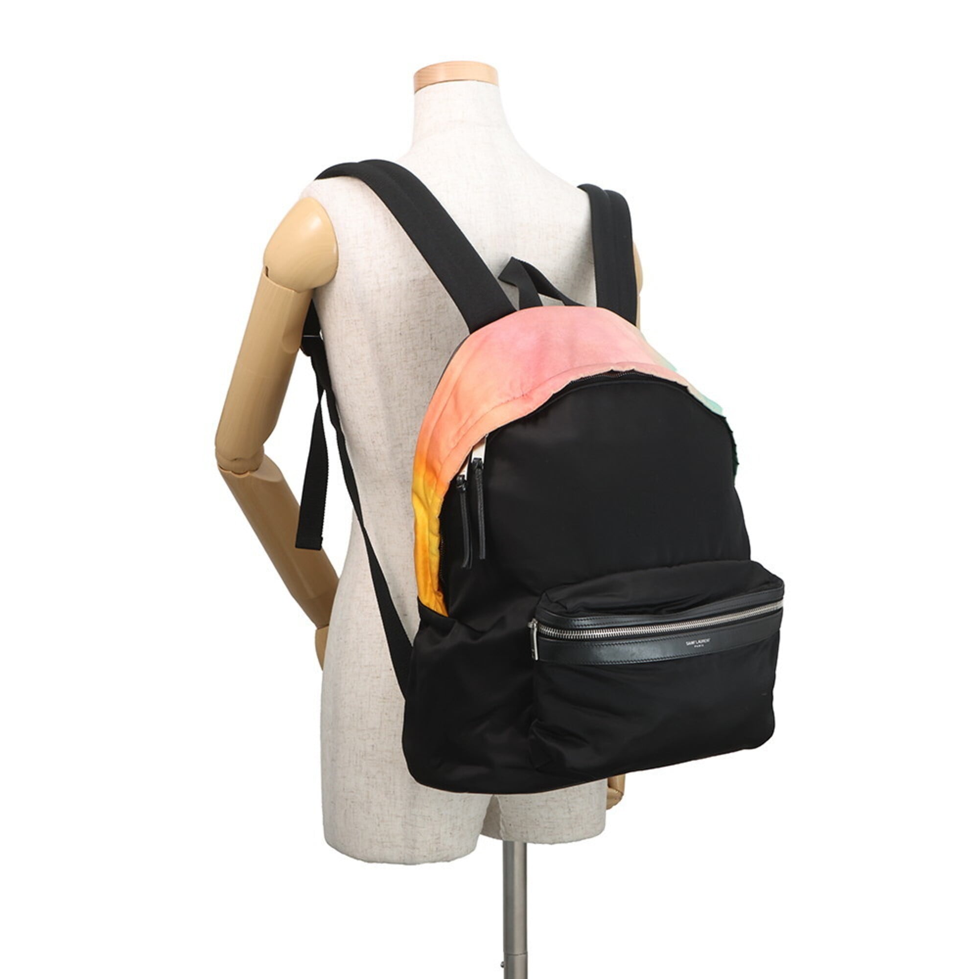 Yves Saint Laurent Black Multi-Color Nylon Backpack Handbag (Pre-Owned)