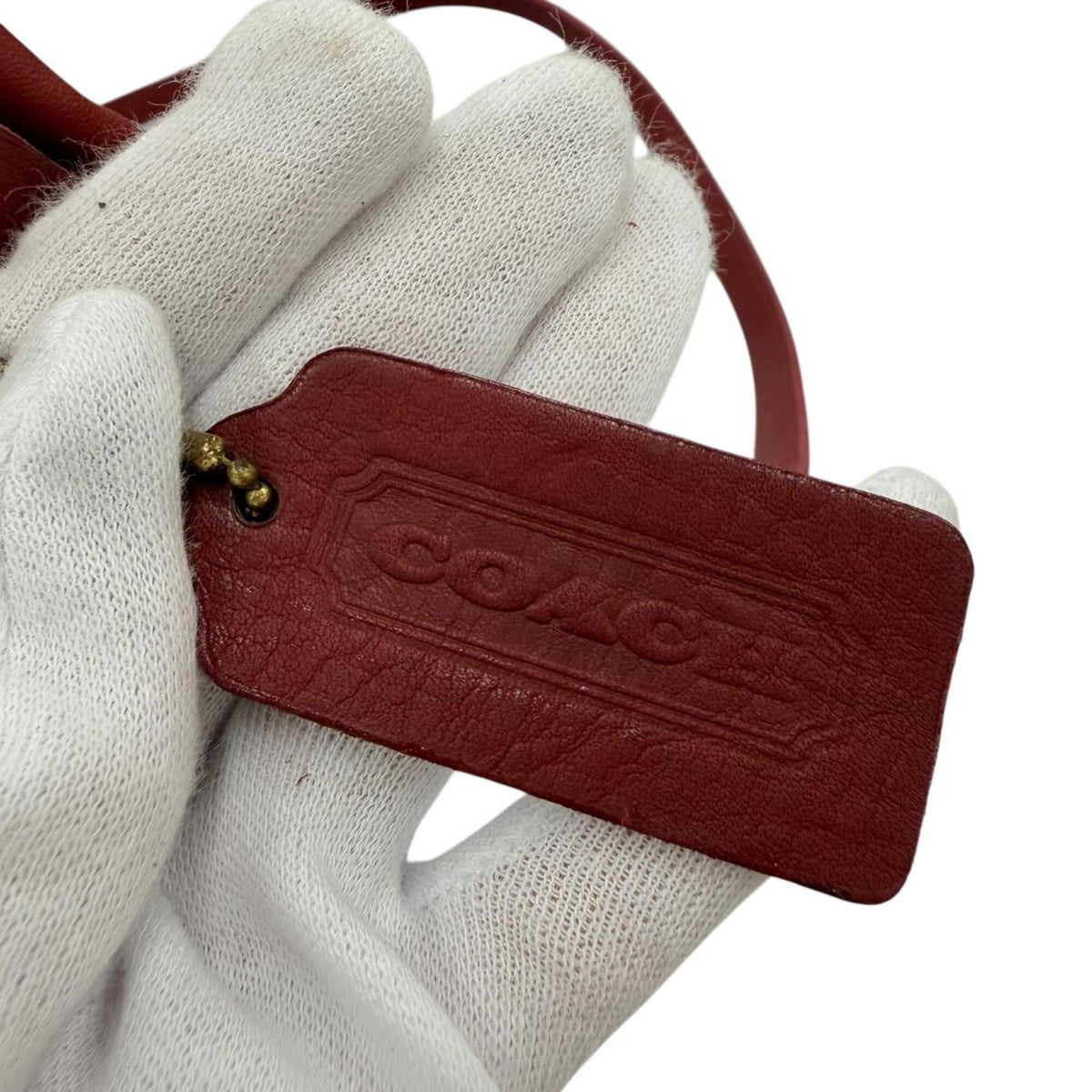 Coach Red Color Leather Handbag Shoulder Bag (Pre-Owned)