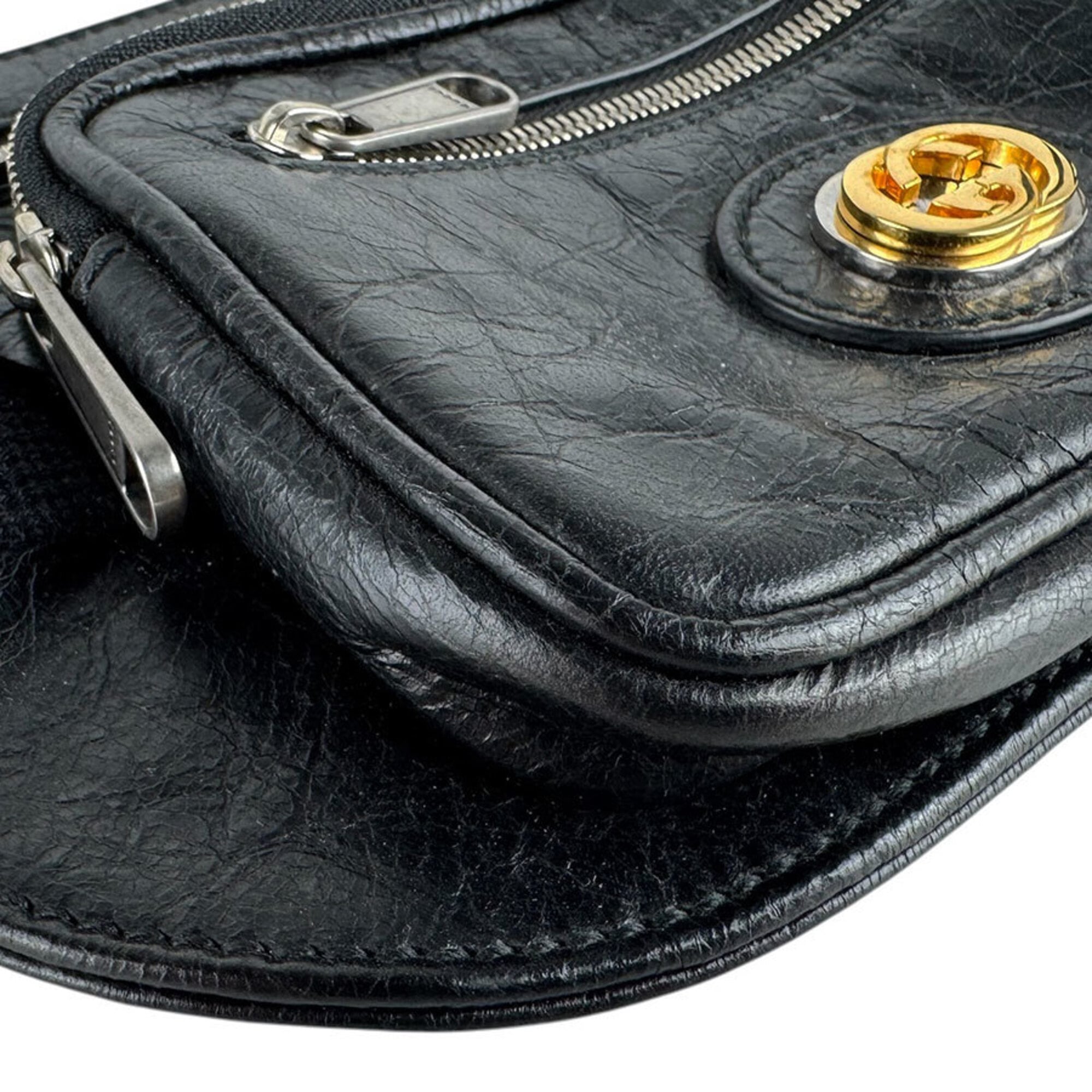 Gucci Black Leather Fanny Pack Sling Bag (Pre-Owned)