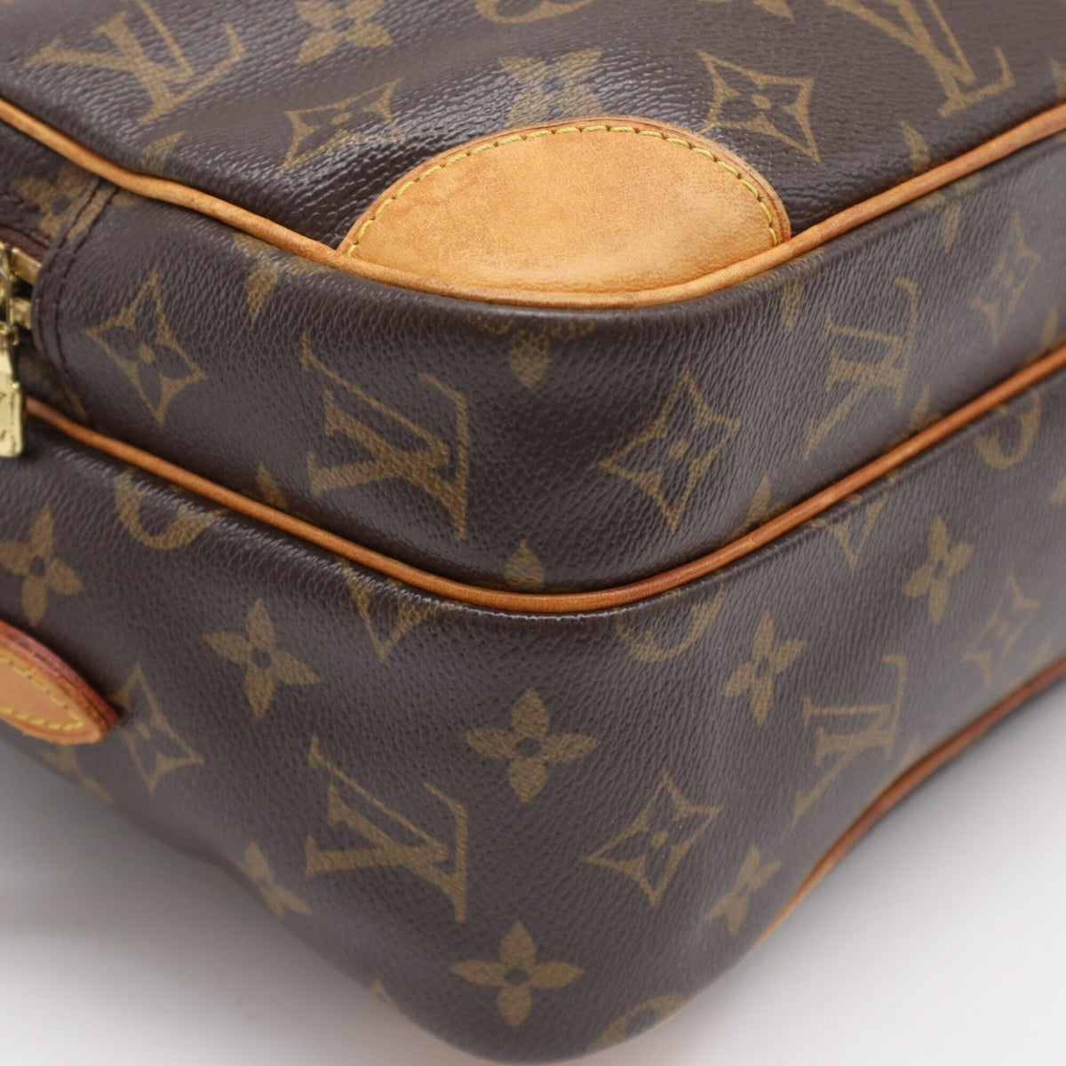 Louis Vuitton Beige Brown Monogram Coated Canvas Leather Shoulder Bag (Pre-Owned)