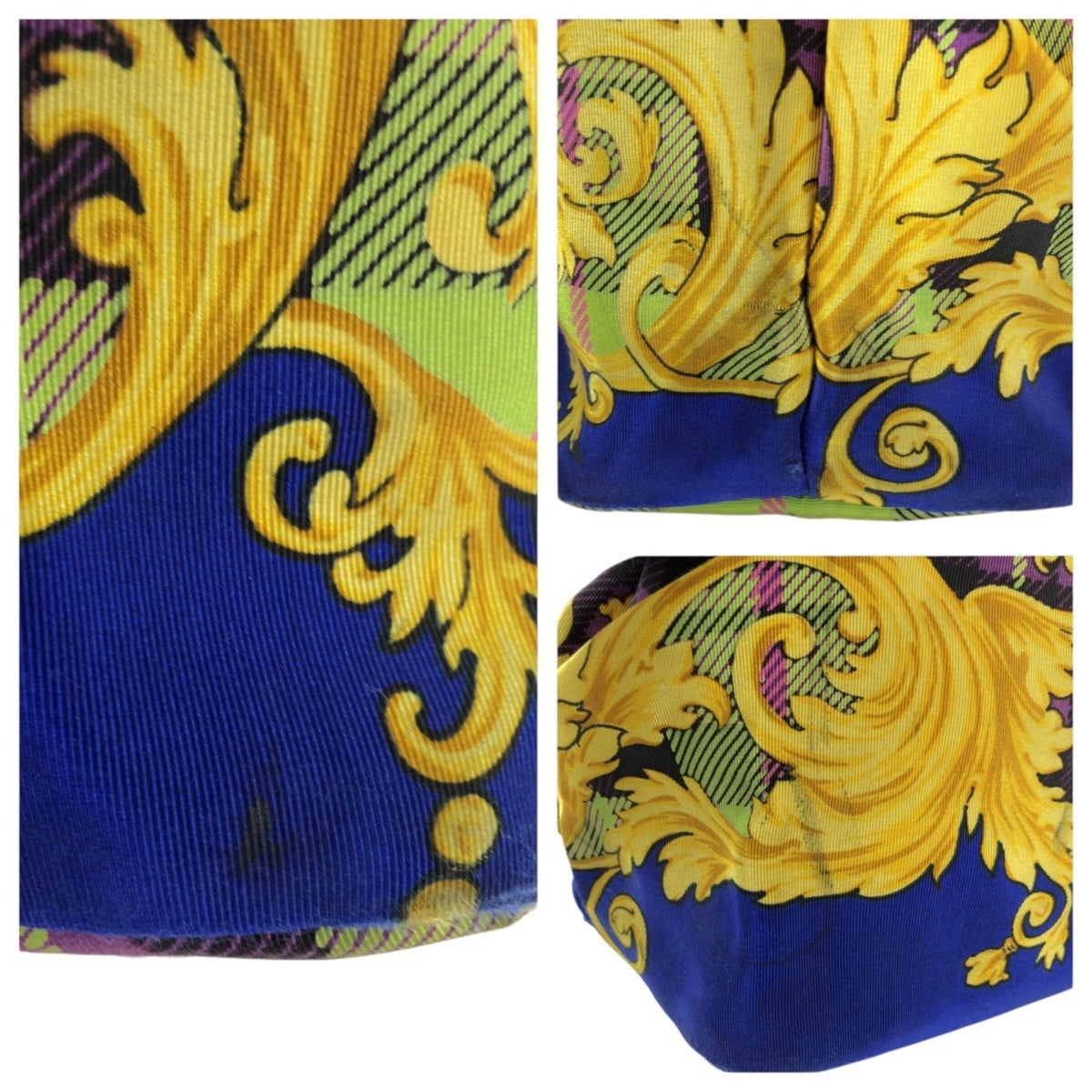 Versace Blue Green Yellow Canvas Shoulder Bag Tote Bag (Pre-Owned)