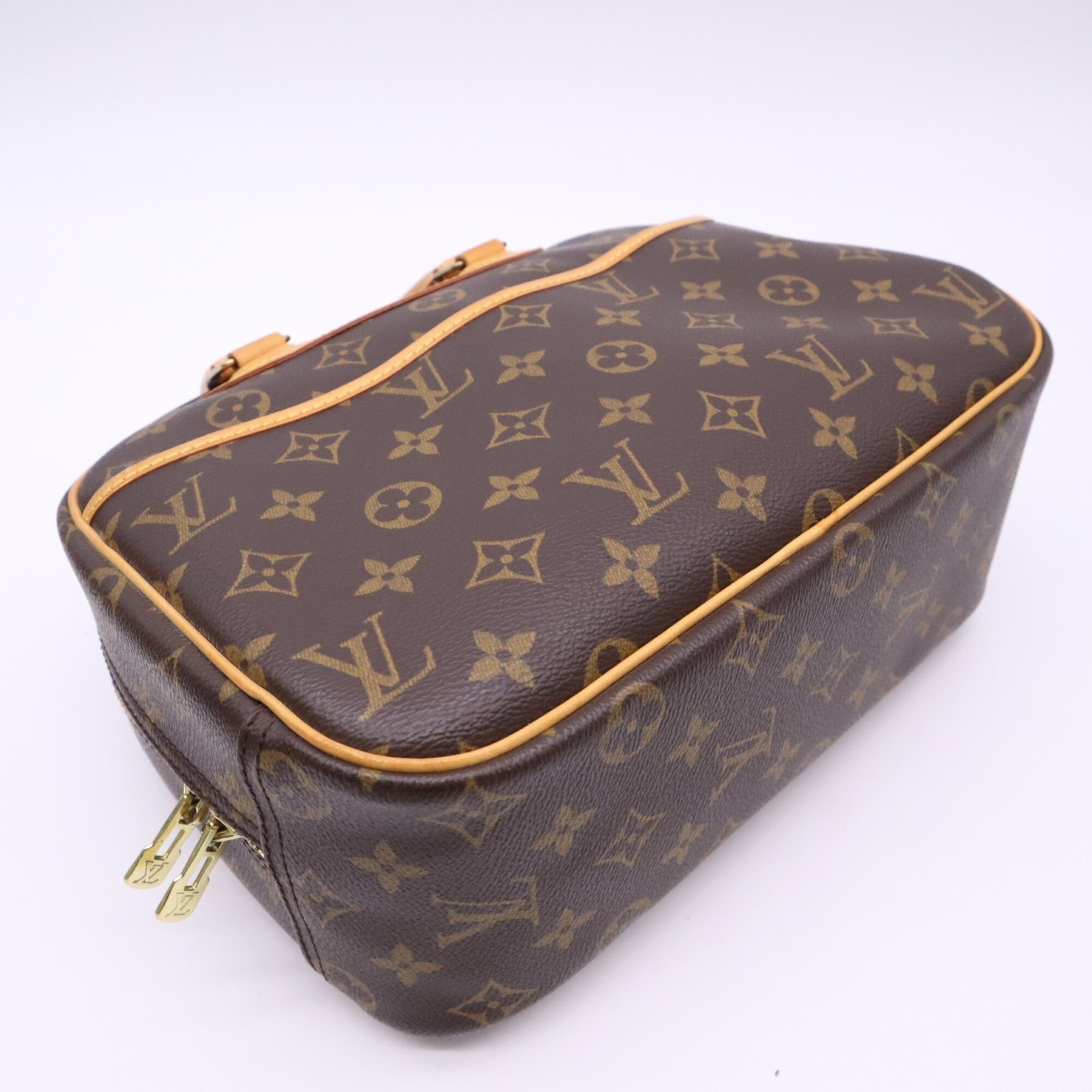 Louis Vuitton Monogram Beige Brown Coated Canvas Leather Handbag (Pre-Owned)