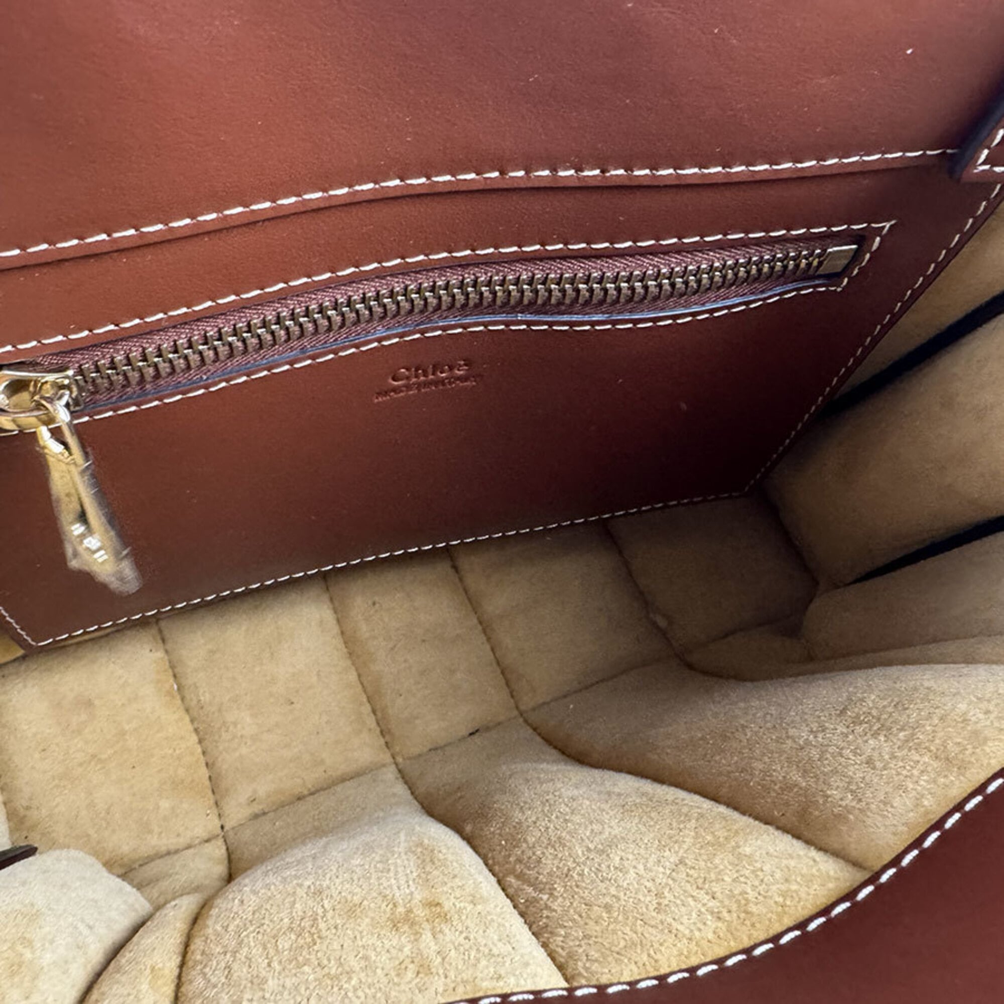 Chloé Brown Ivory Leather Fur Handbag Shoulder Bag (Pre-Owned)