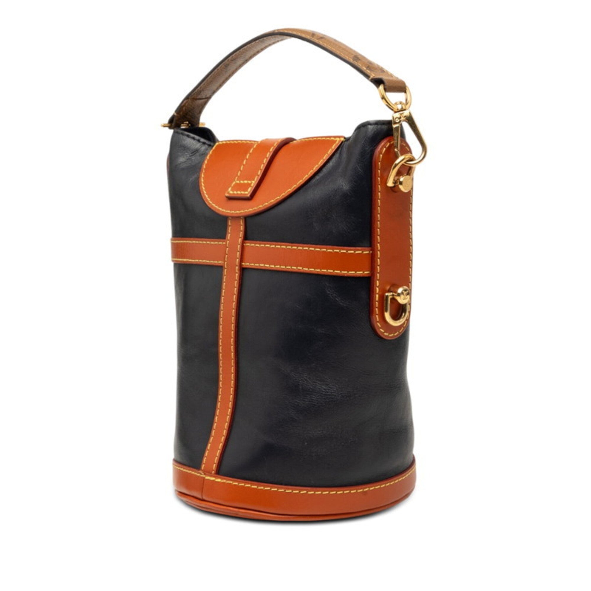 Louis Vuitton Brown Navy Leather Pvc Handbag Shoulder Bag (Pre-Owned)