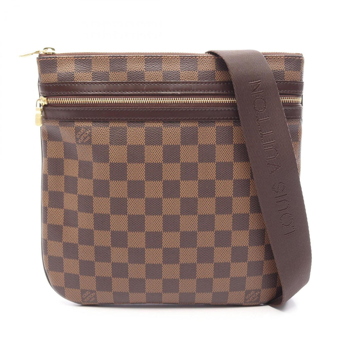 Louis Vuitton Brown Ebene Coated Canvas Leather Handbag Pochette Shoulder Bag (Pre-Owned)