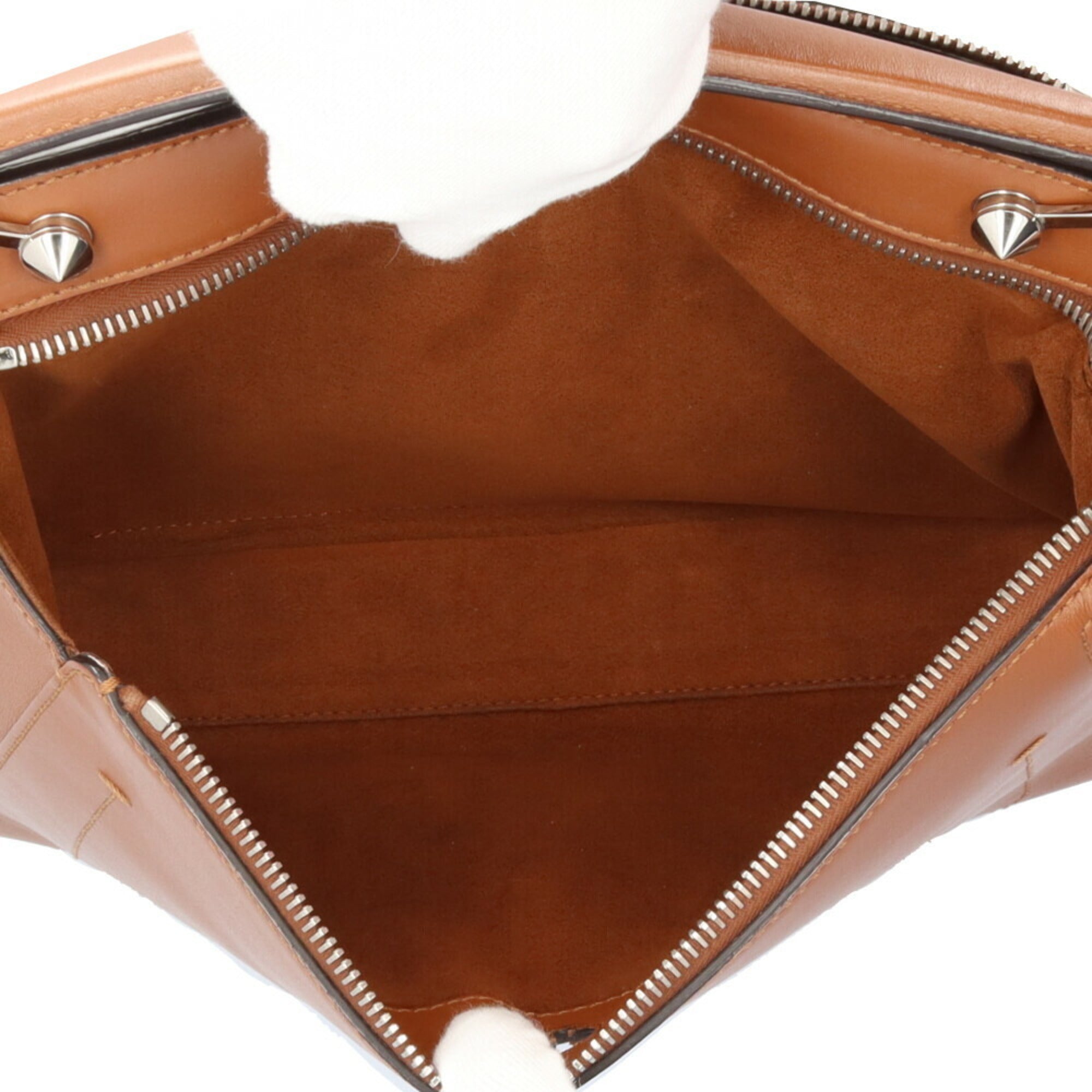 Fendi Dotcom Brown Leather Shoulder Bag (Pre-Owned)