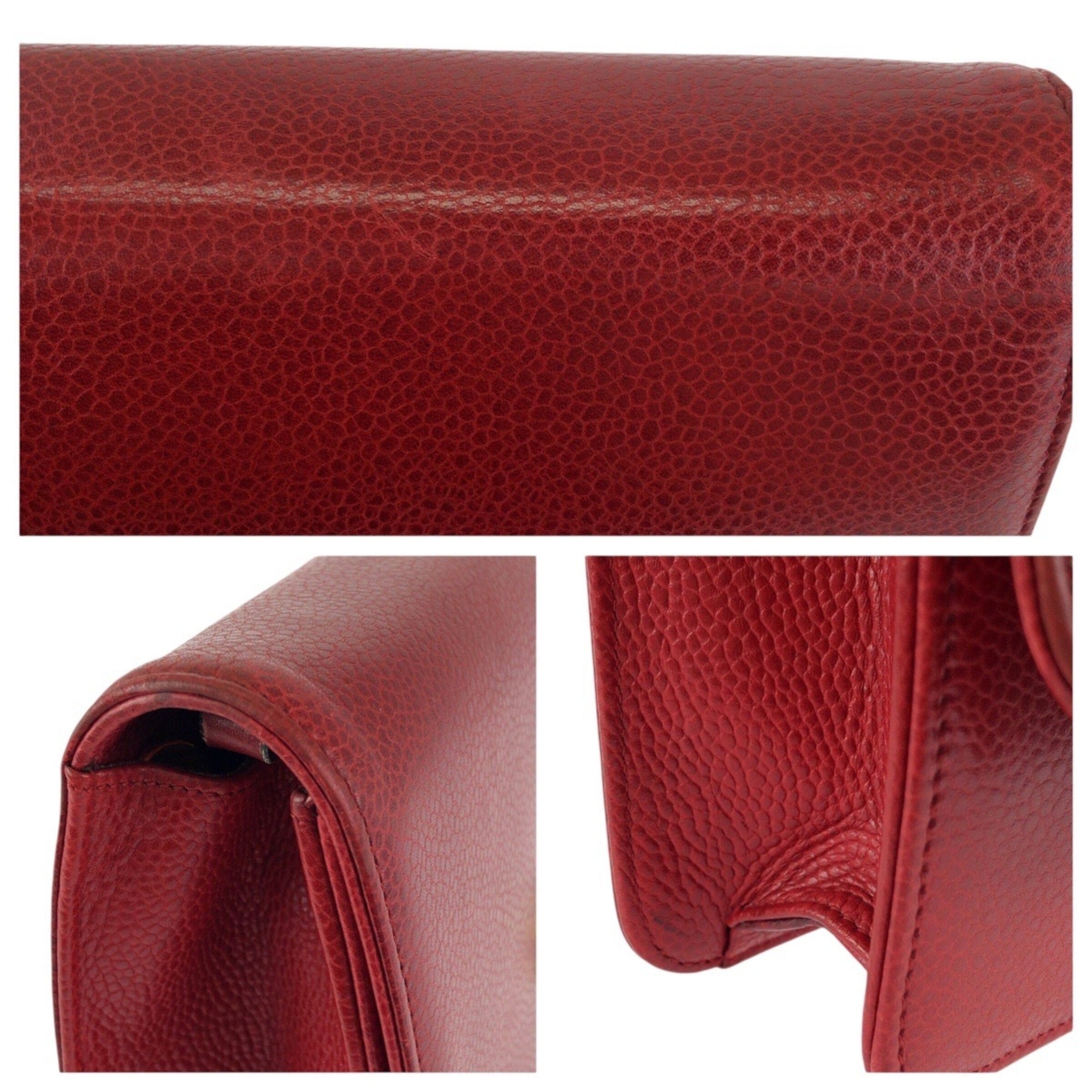 Christian Dior Red Color Leather Pochette Shoulder Bag (Pre-Owned)