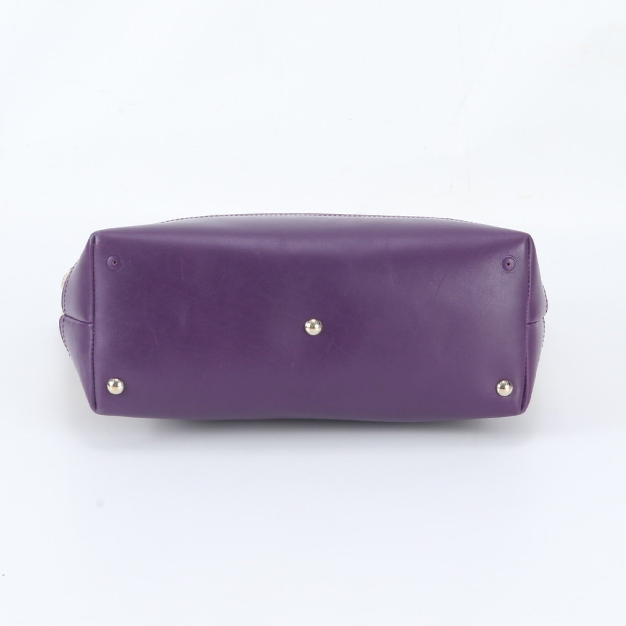 Gucci Brown Purple Leather Canvas Handbag Shoulder Bag Tote Bag (Pre-Owned)