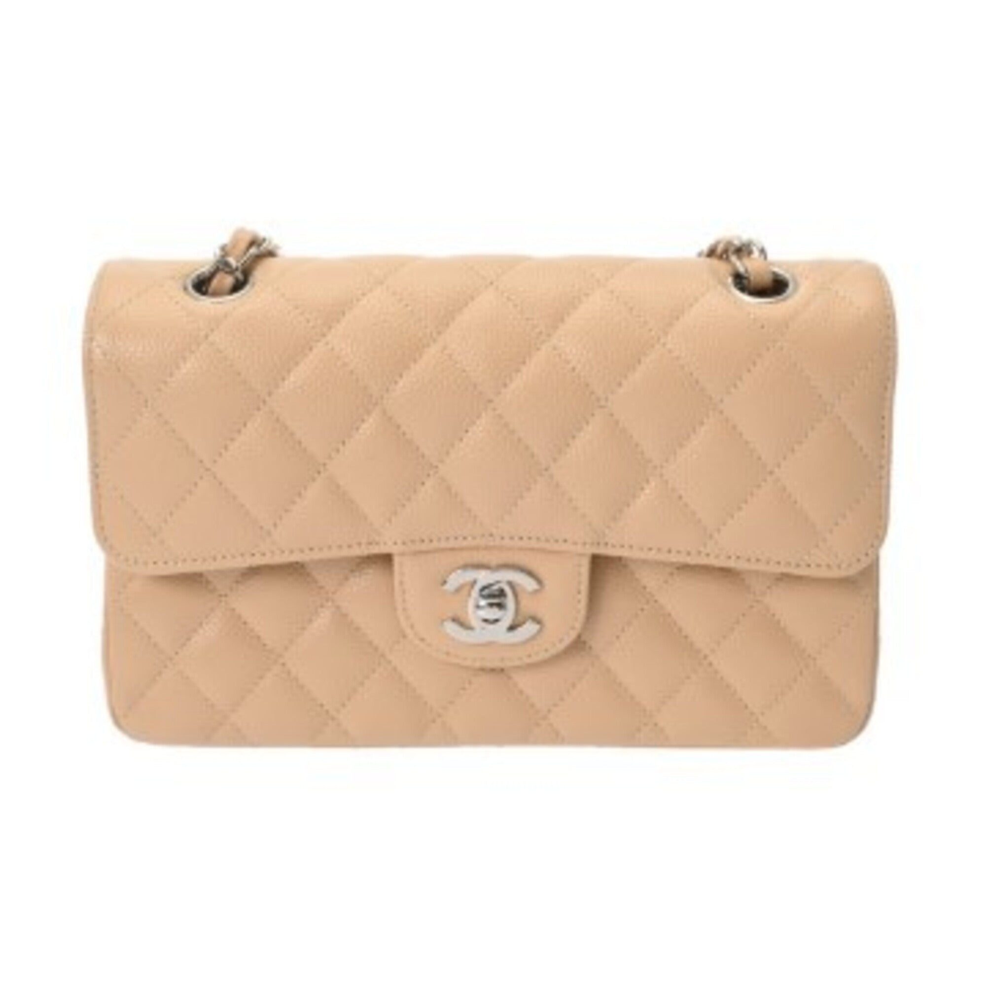 Chanel Beige Grained Calfskin Shoulder Bag (Pre-Owned)