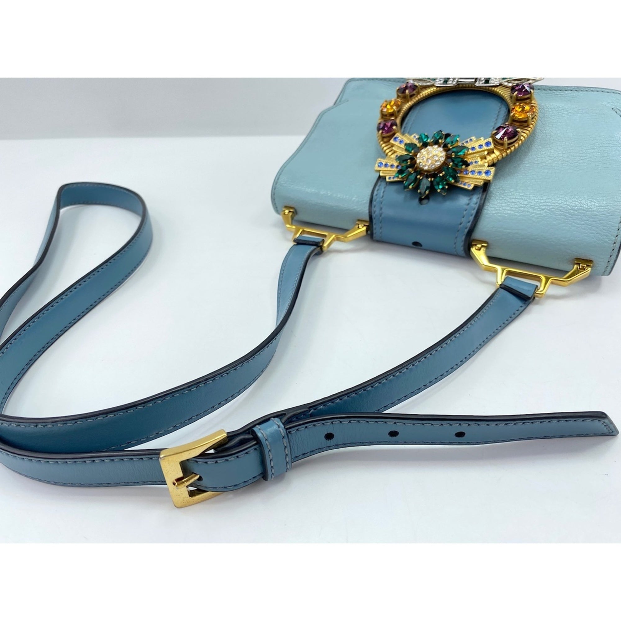 Miu Miu Blue Leather Shoulder Bag (Pre-Owned)