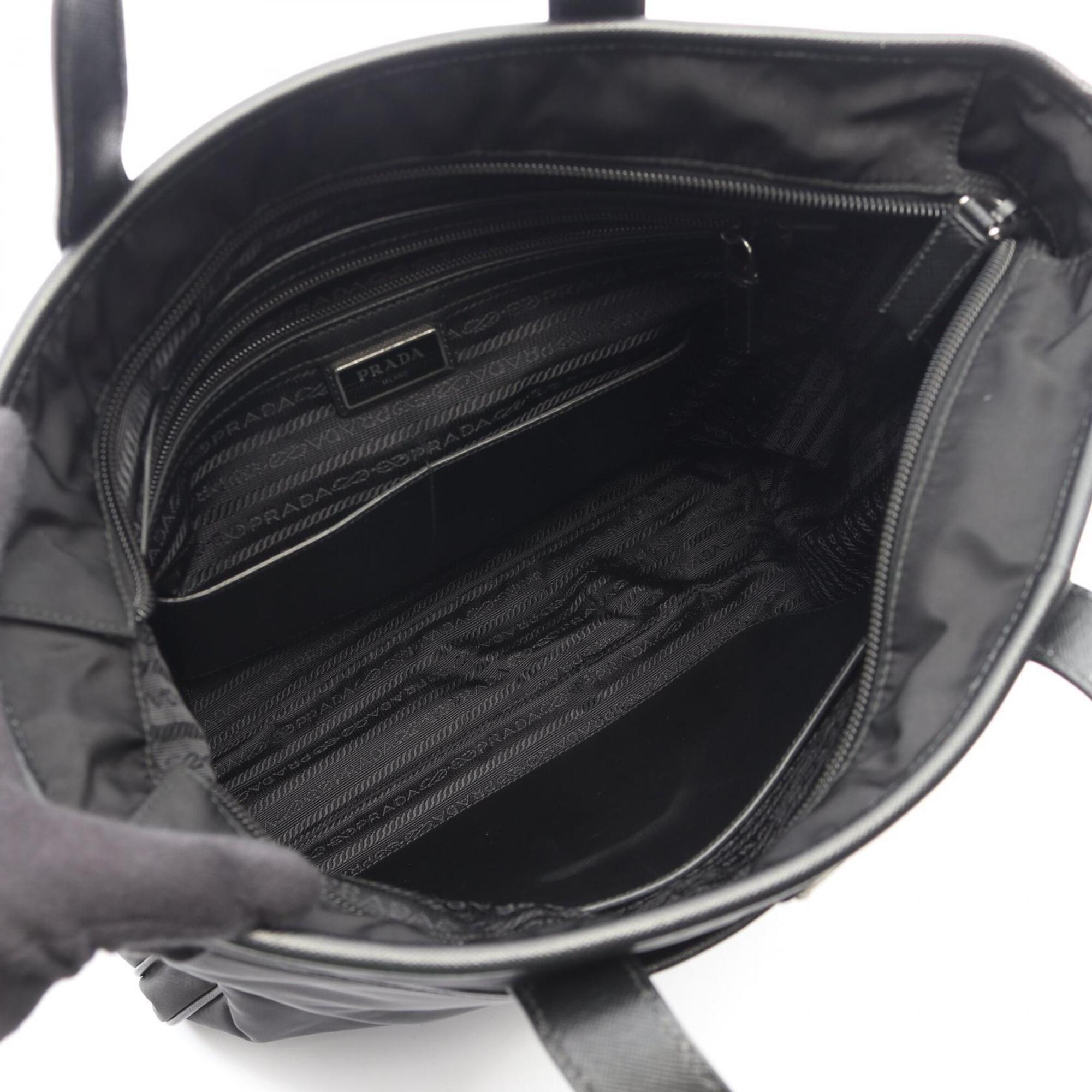 Prada Black Nylon Leather Handbag (Pre-Owned)