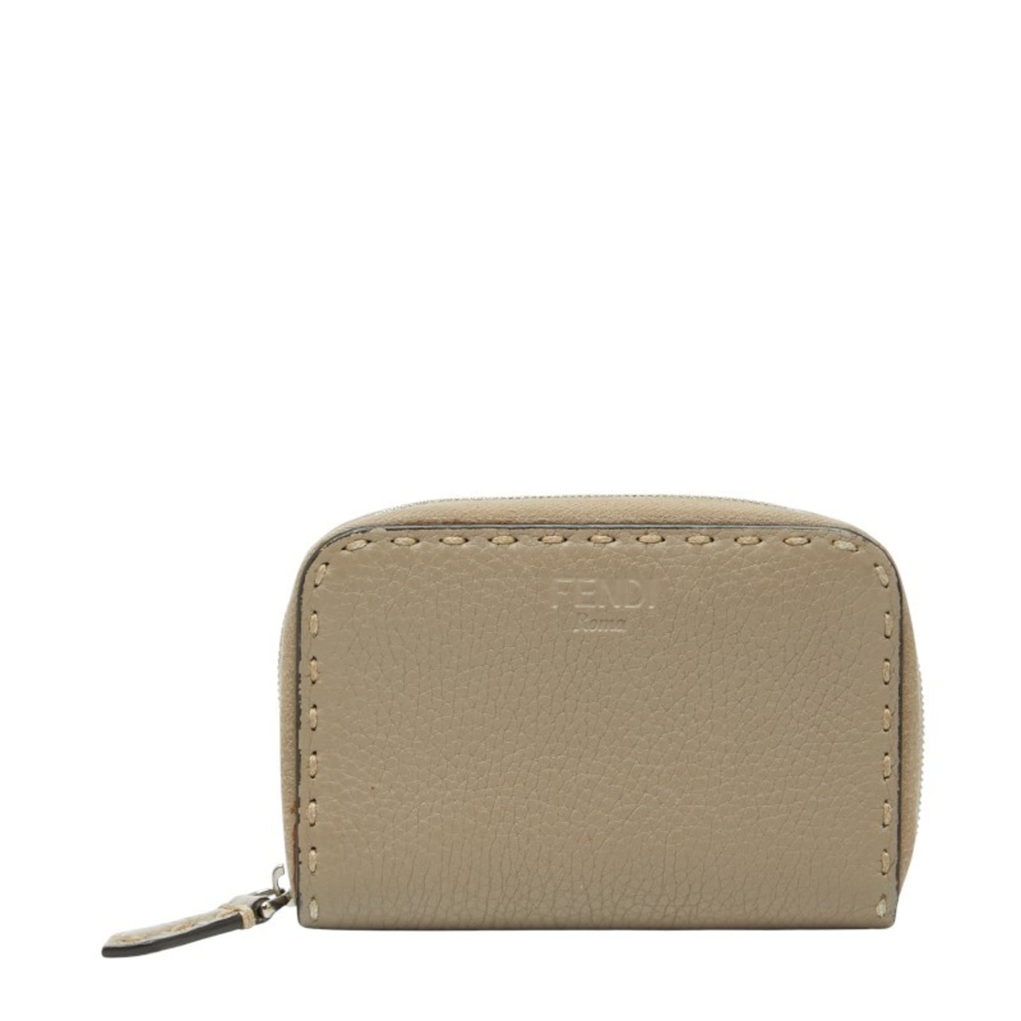 Fendi Grayish Leather Coin Purse/Coin Case (Pre-Owned)