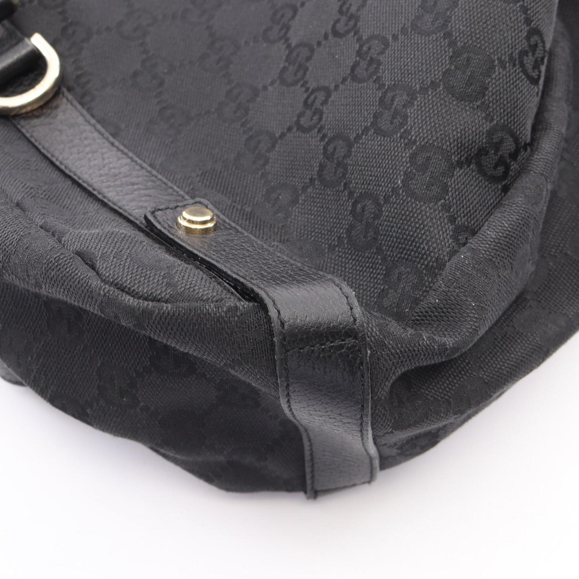 Gucci Black Canvas Leather Shoulder Bag (Pre-Owned)
