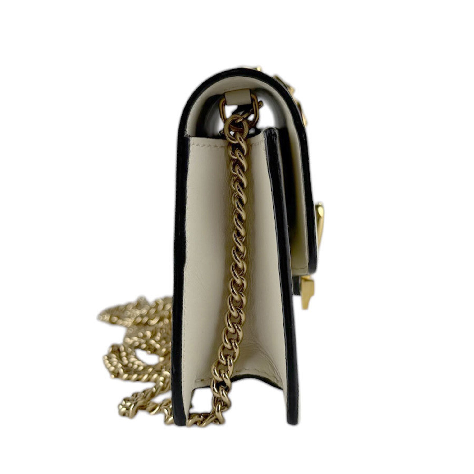 Gucci Gold Ivory Leather Metal Shoulder Bag (Pre-Owned)