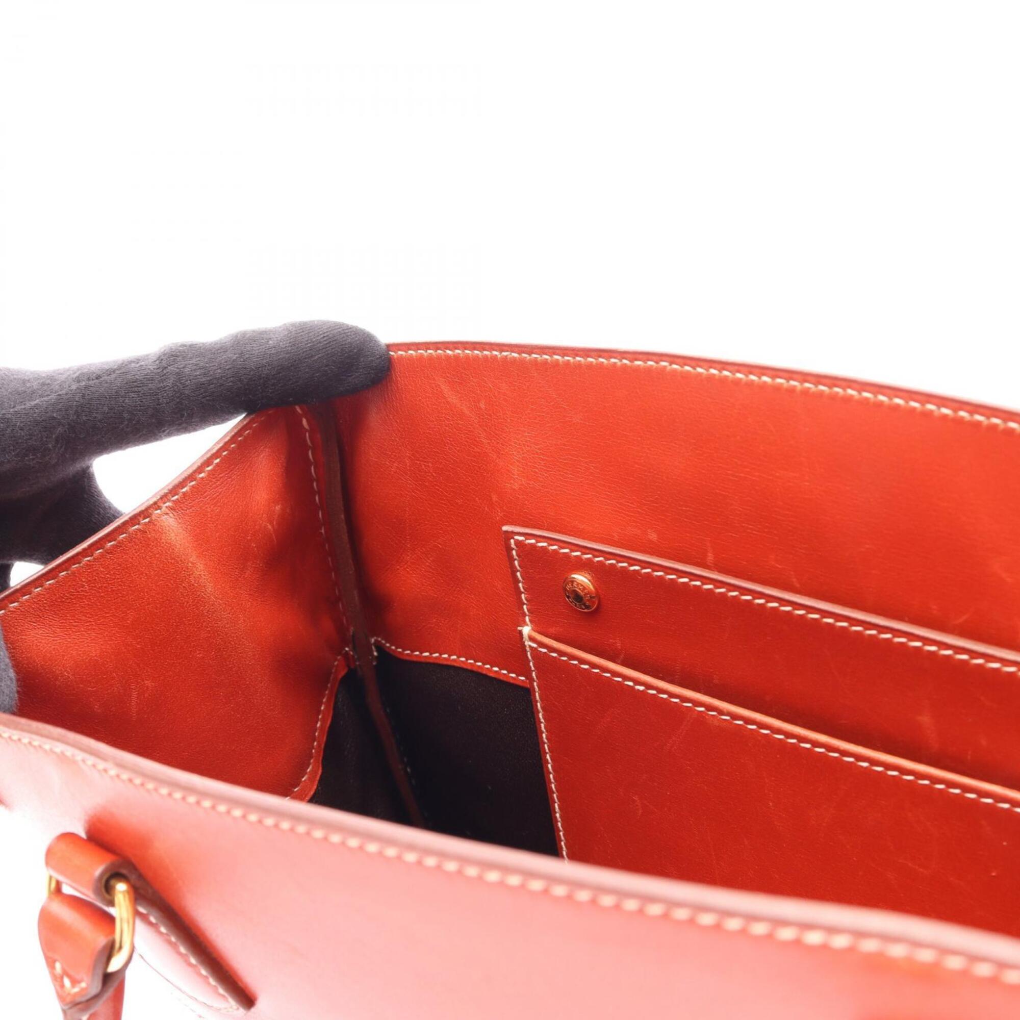 Hermes Brown Box Calf Leather Handbag Tote Bag (Pre-Owned)
