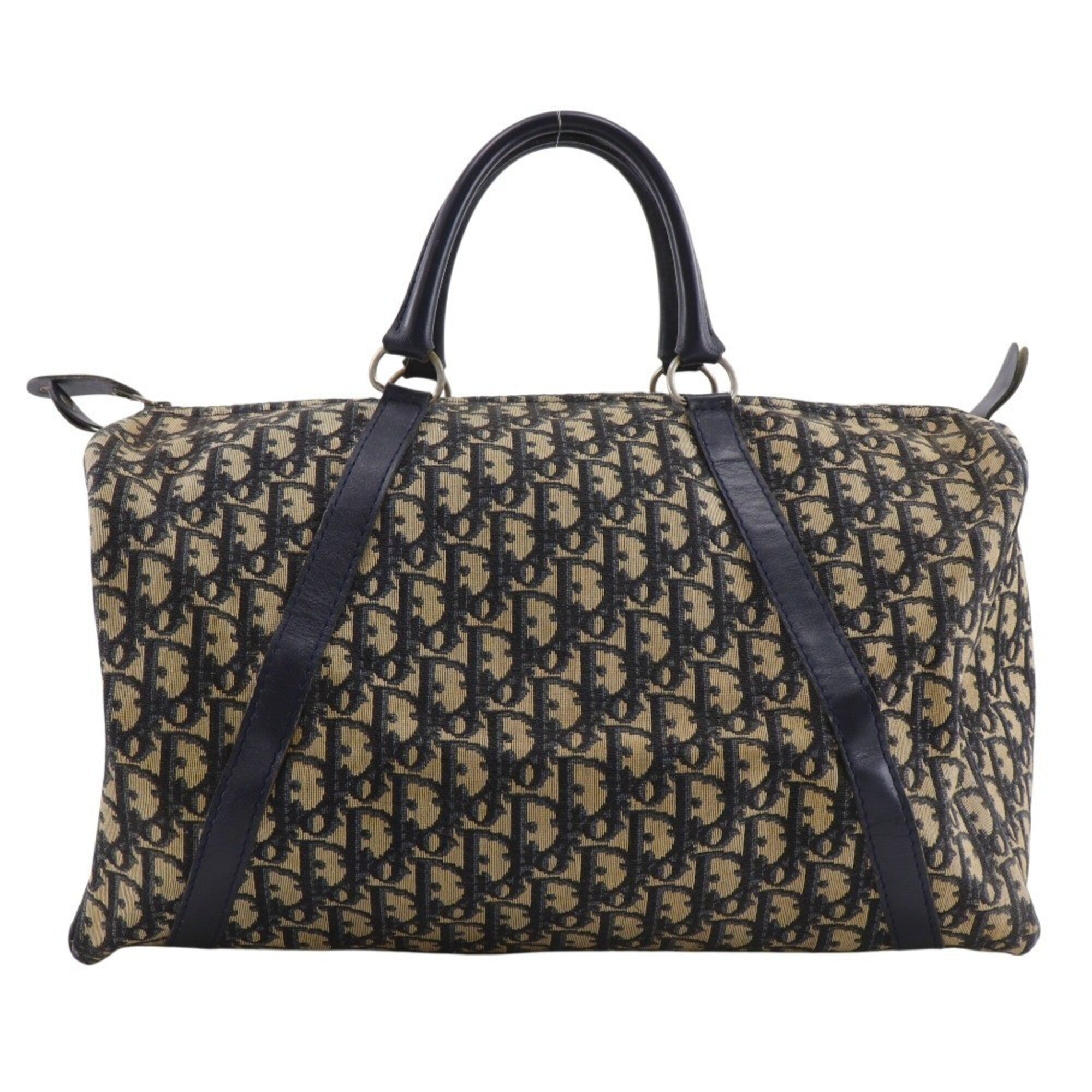 Christian Dior Navy Canvas Boston Bag Handbag (Pre-Owned)