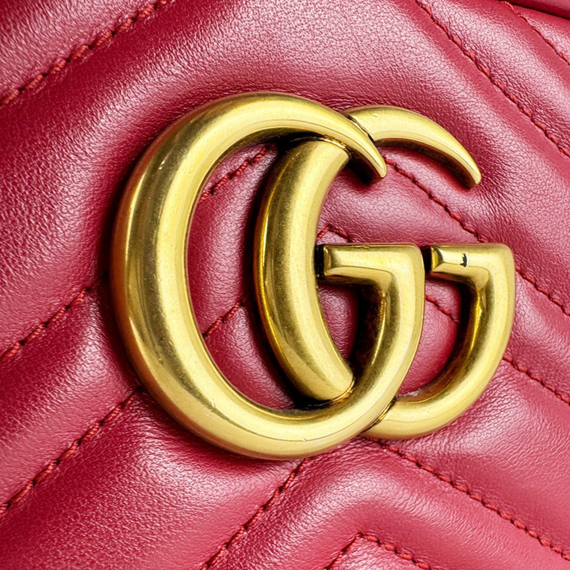 Gucci Red Color Leather Shoulder Bag (Pre-Owned)
