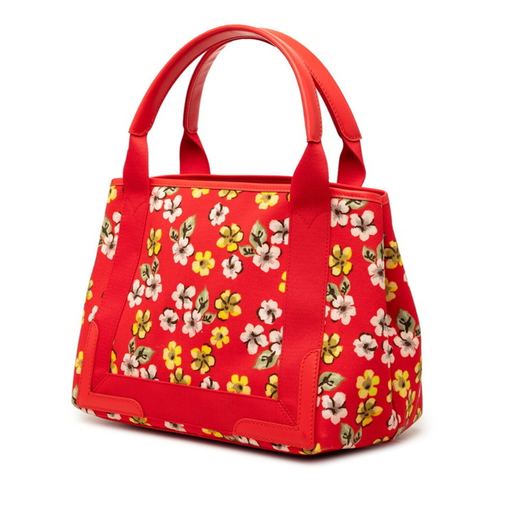 Balenciaga Red Color Canvas Leather Handbag Pouch Tote Bag (Pre-Owned)