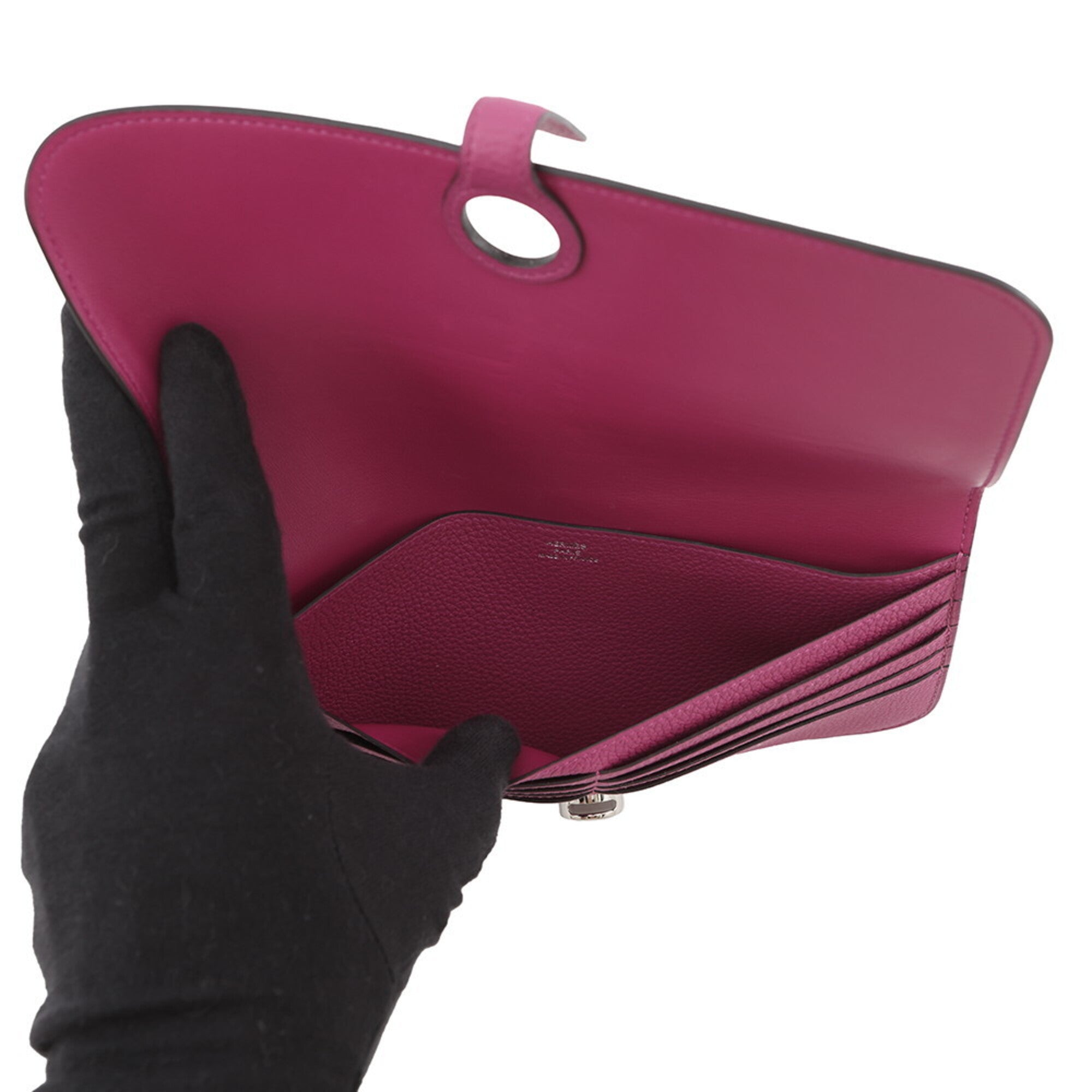 Hermes Kara Rose Purple Togo Leather Long Wallet (Bi-Fold) (Pre-Owned)
