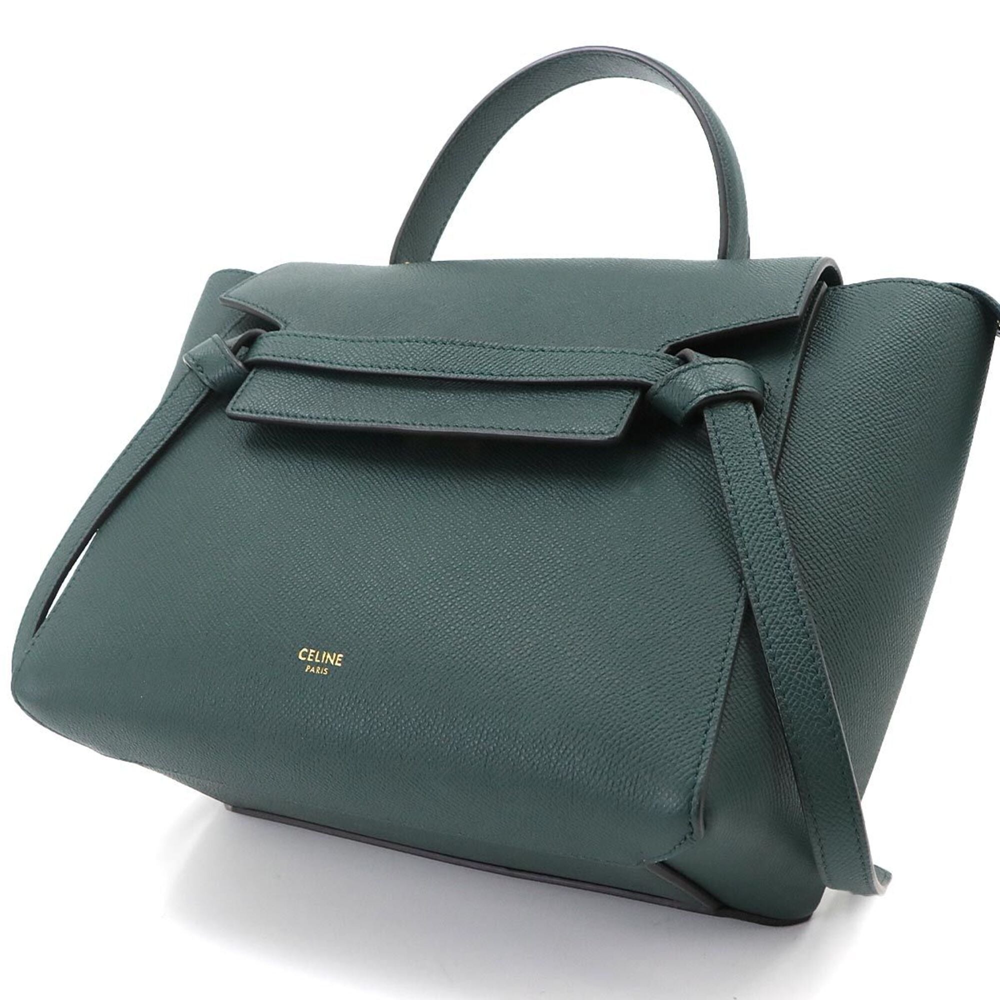 Celine Dark Green Leather Fanny Pack Handbag (Pre-Owned)