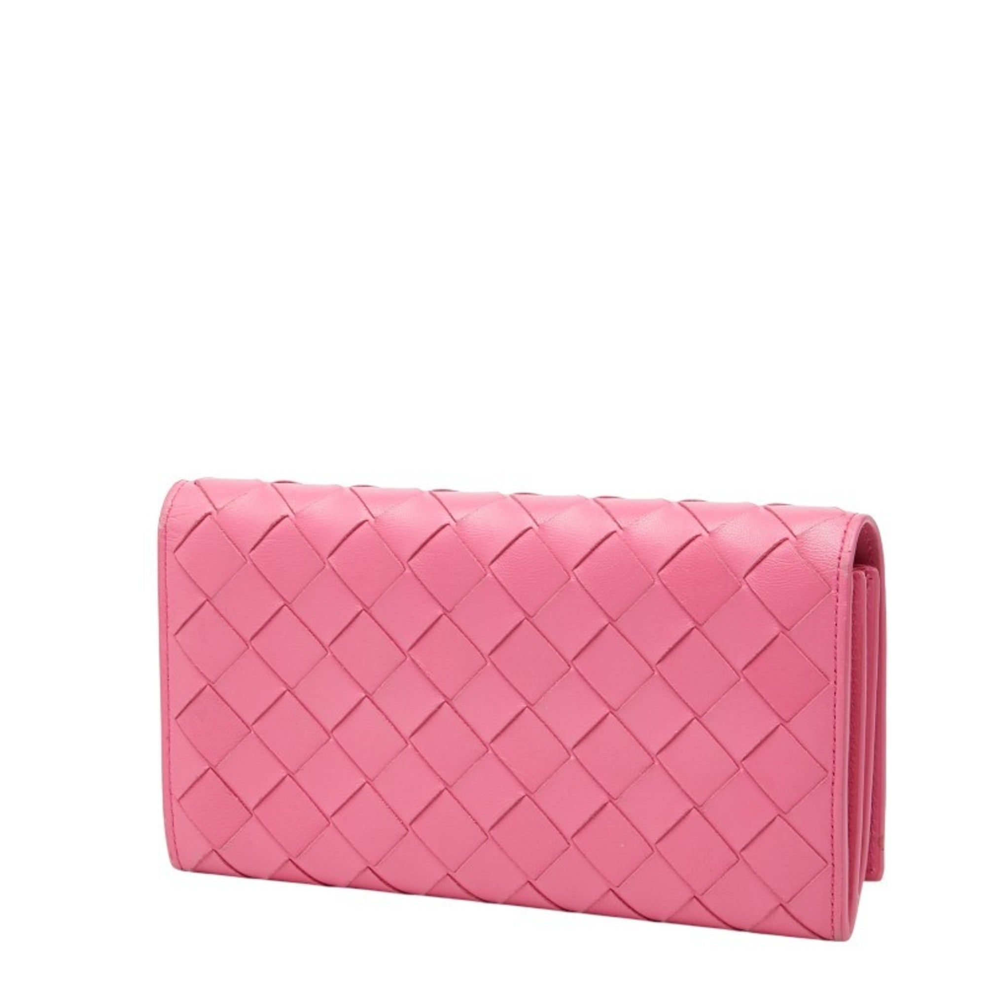 Bottega Veneta Pink Leather Long Wallet (Bi-Fold) (Pre-Owned)