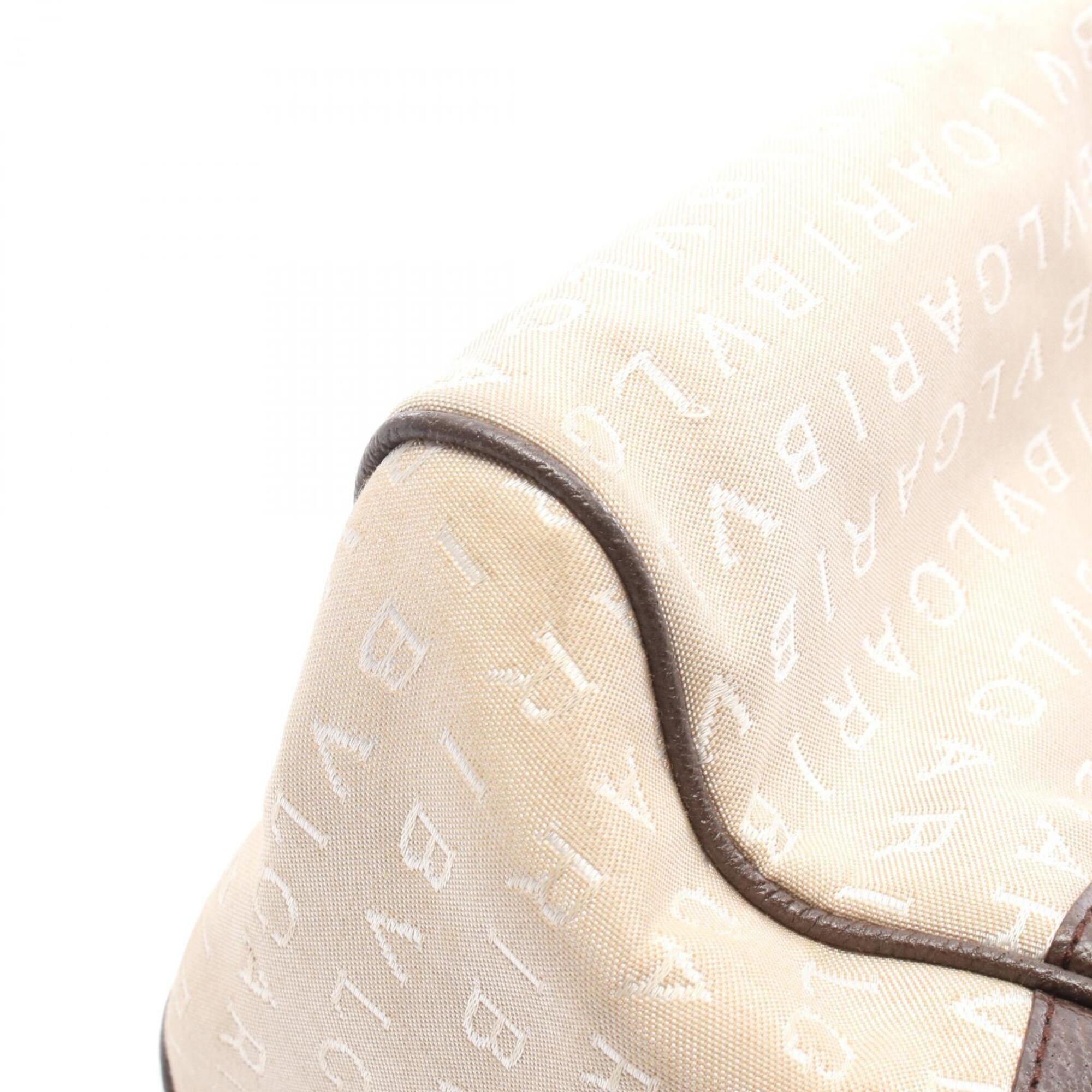 Bvlgari Beige Brown Canvas Leather Handbag (Pre-Owned)