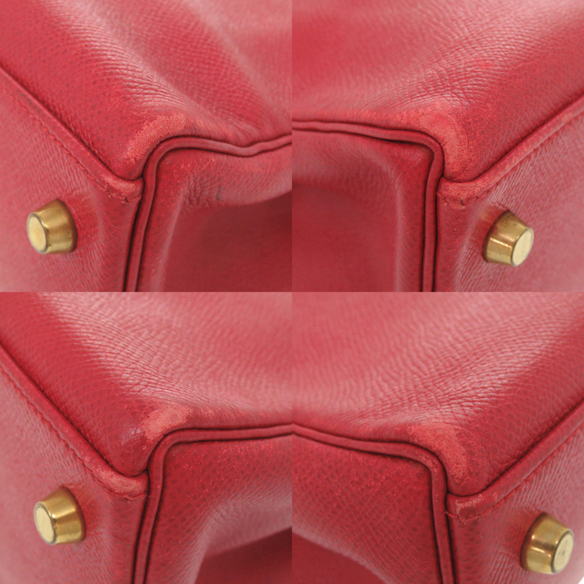 Hermes Rouge Vif Vert Courchevel Leather Handbag (Pre-Owned)