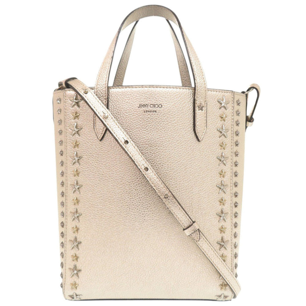 Jimmy Choo Champagne Gold Leather Handbag Shoulder Bag Tote Bag (Pre-Owned)