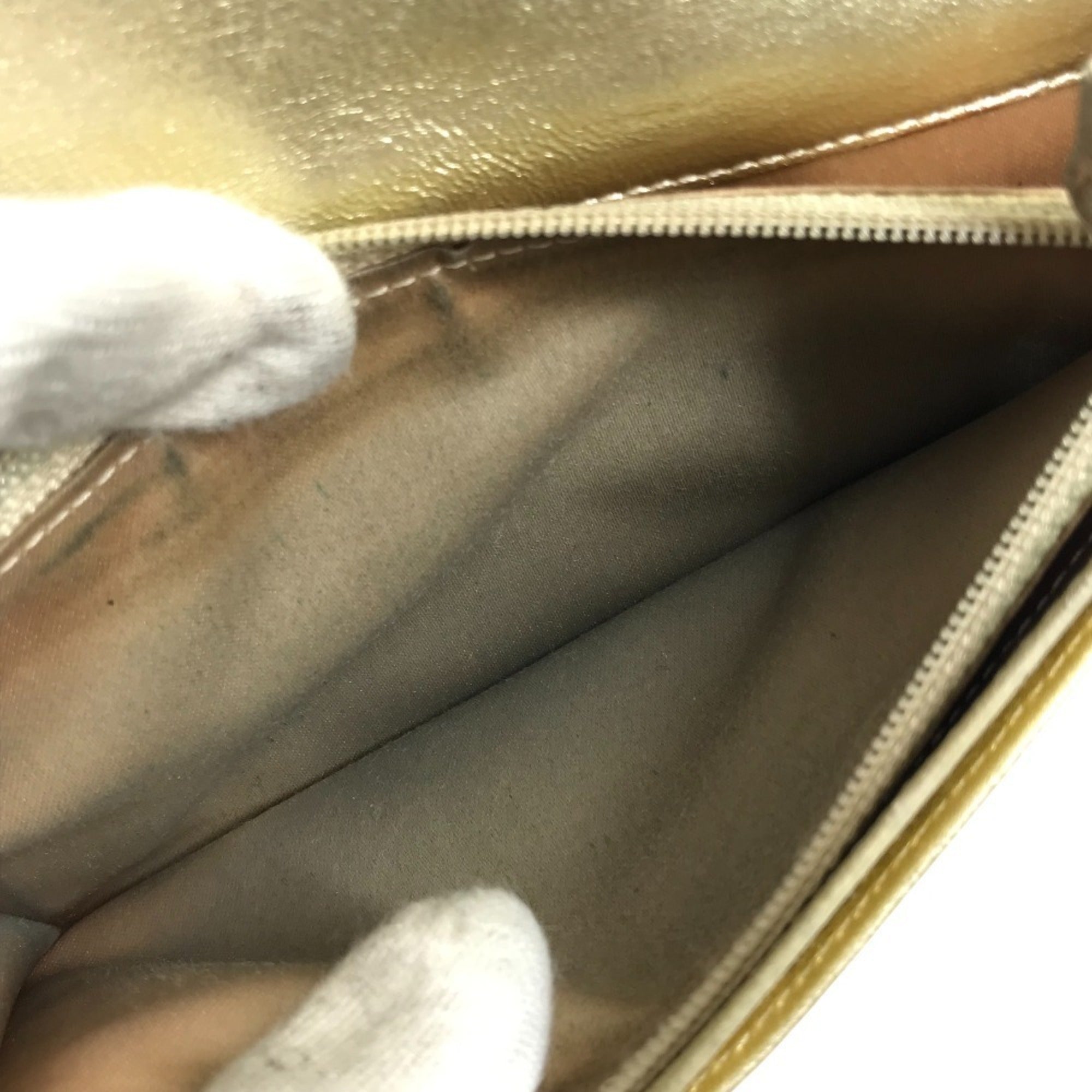 Chanel Gold Leather Long Wallet (Bi-Fold) (Pre-Owned)
