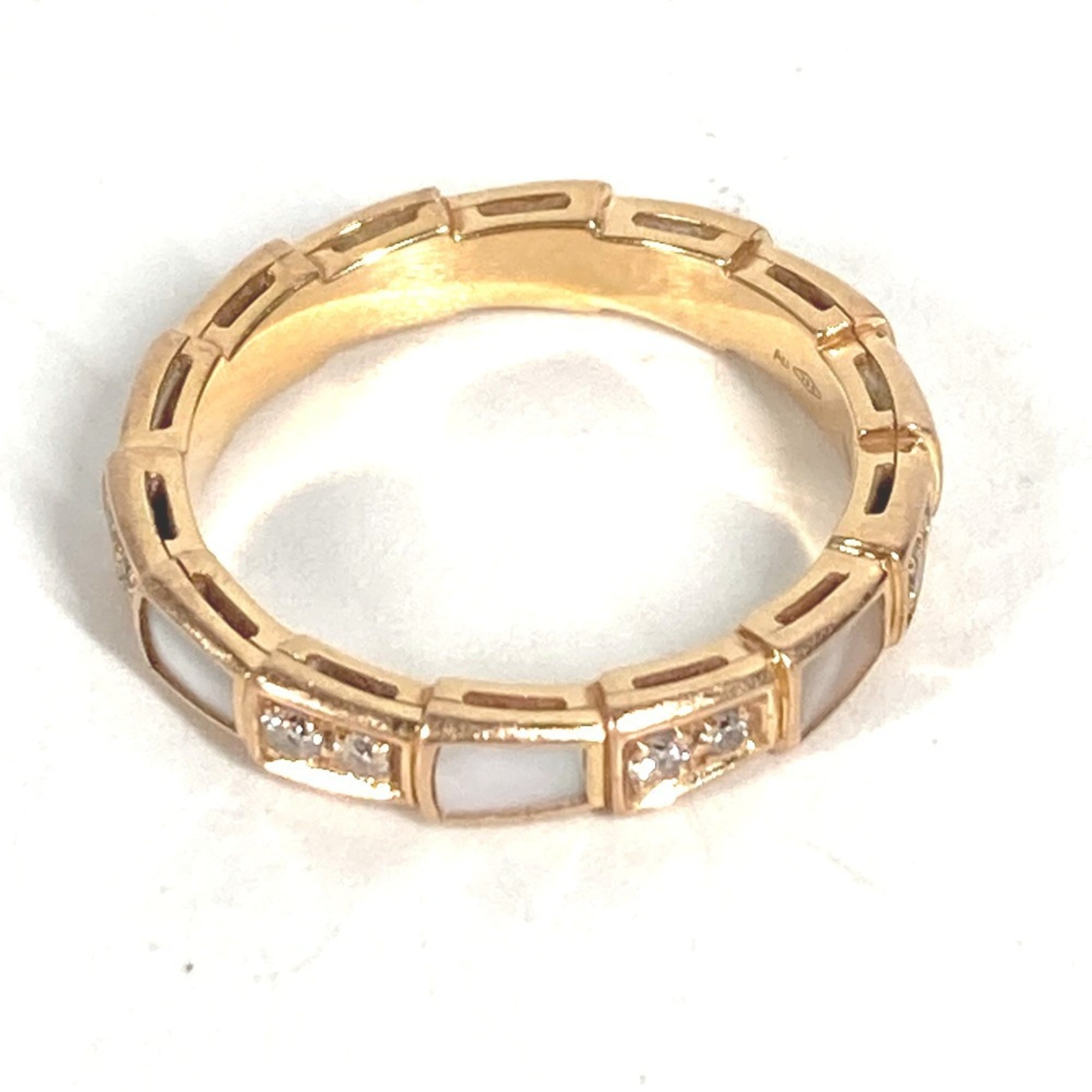 Bvlgari Serpenti Pink Gold White Band Ring (Pre-Owned)