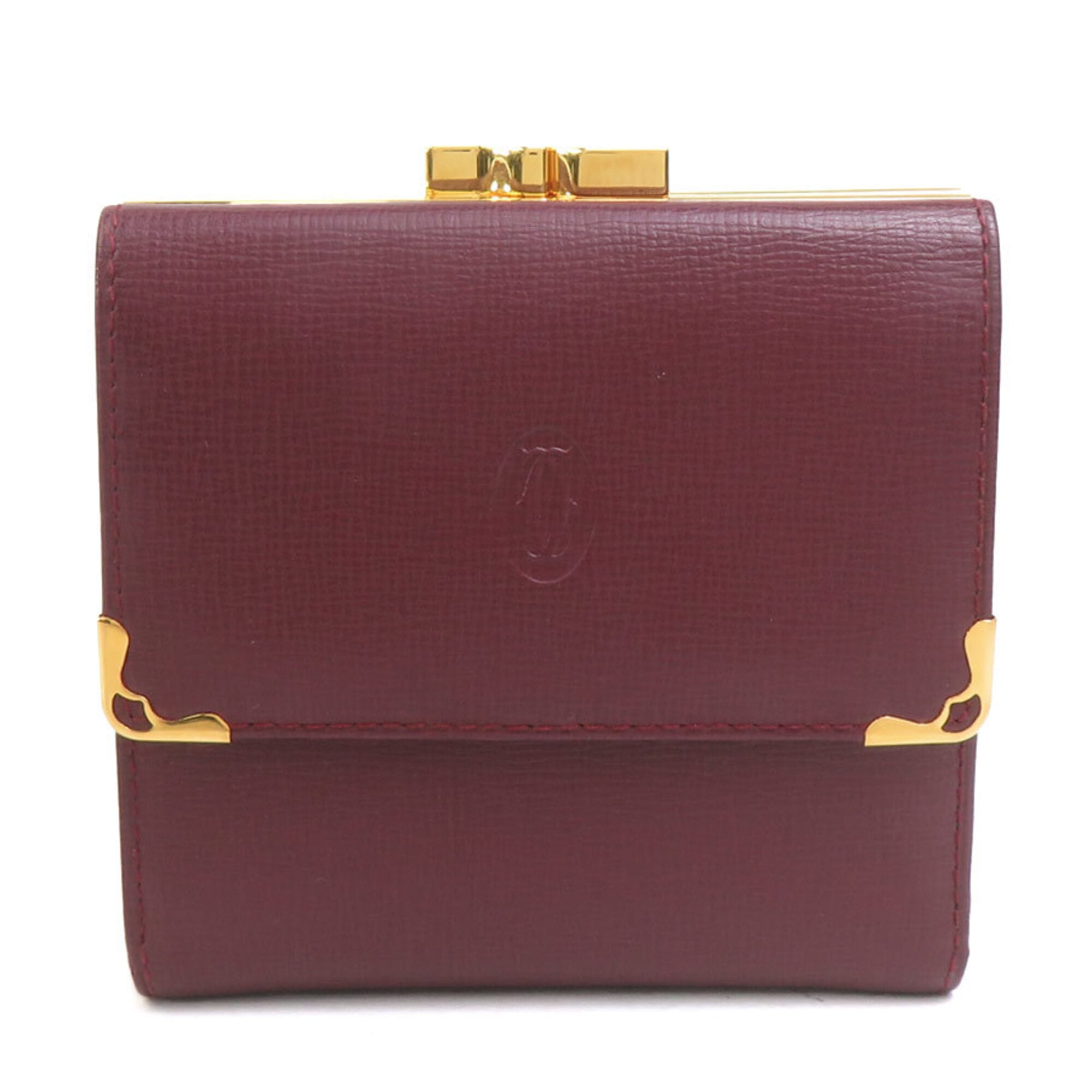 Cartier Bordeaux Leather Wallet (Tri-Fold) (Pre-Owned)