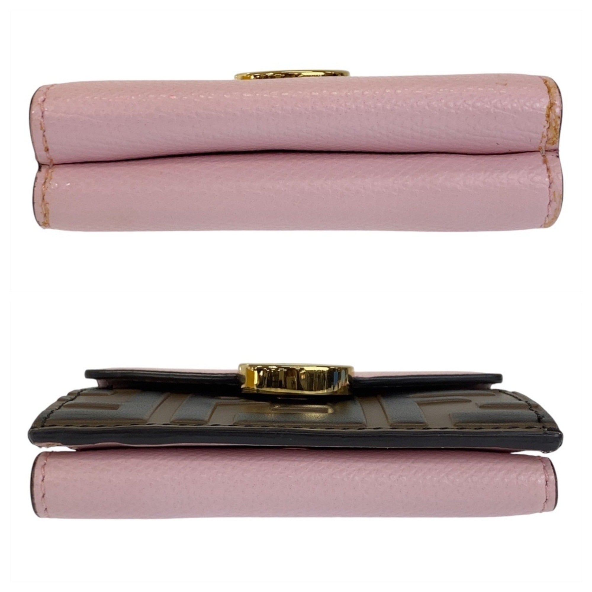 Fendi Brown Pink Leather Wallet (Tri-Fold) (Pre-Owned)