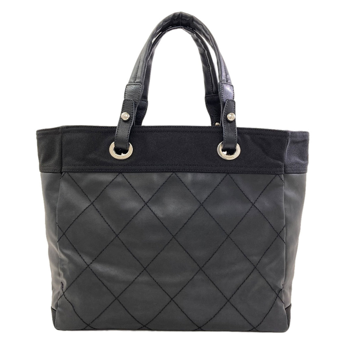 Chanel Black Coated Canvas Tote Bag (Pre-Owned)