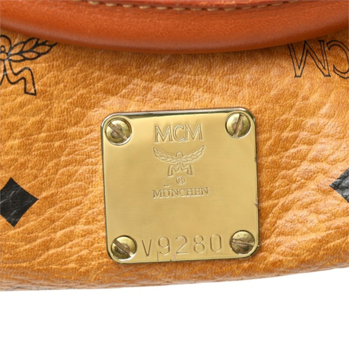 Mcm Visetos Brown Pvc Leather Boston Bag Shoulder Bag (Pre-Owned)