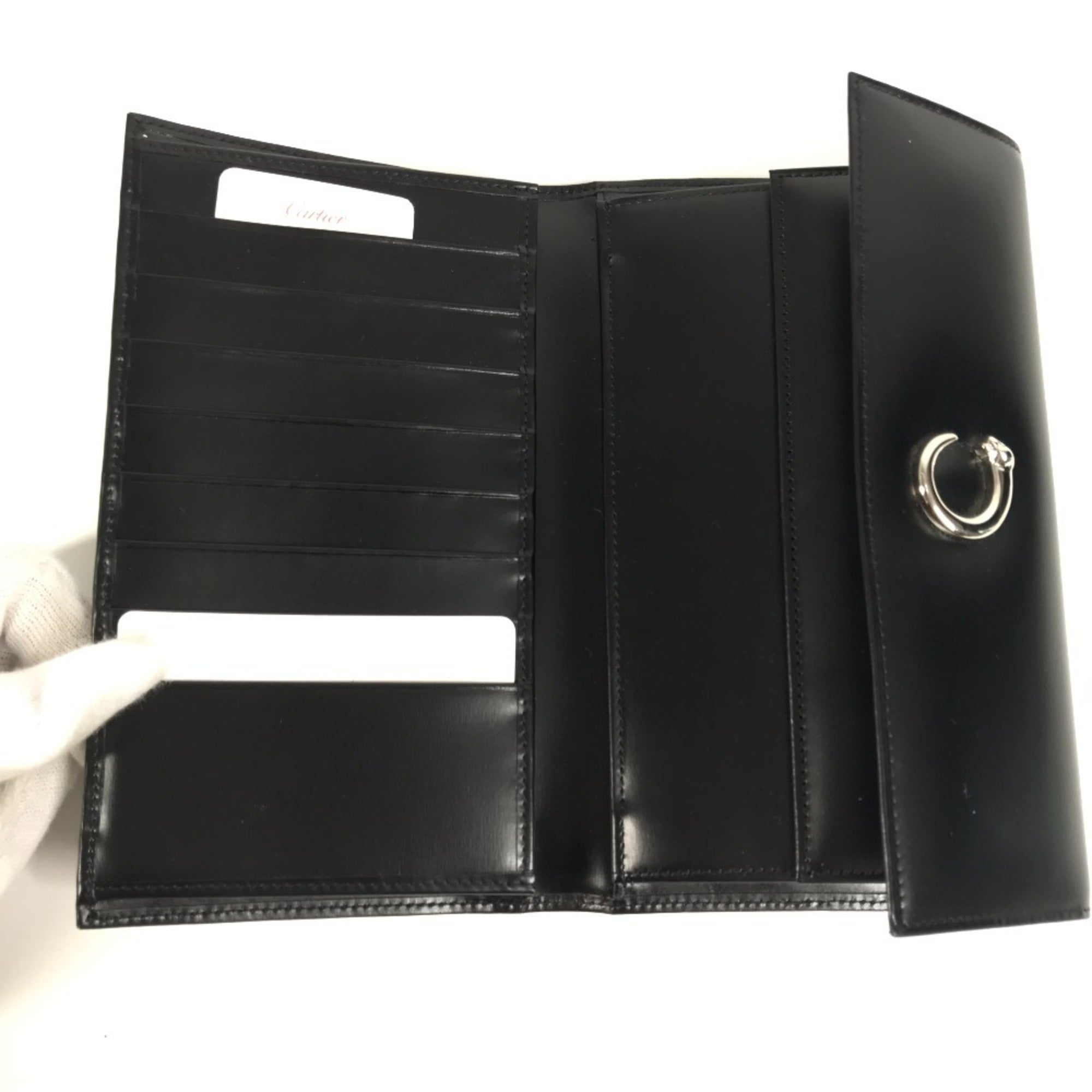 Cartier Black Leather Long Wallet (Bi-Fold) (Pre-Owned)