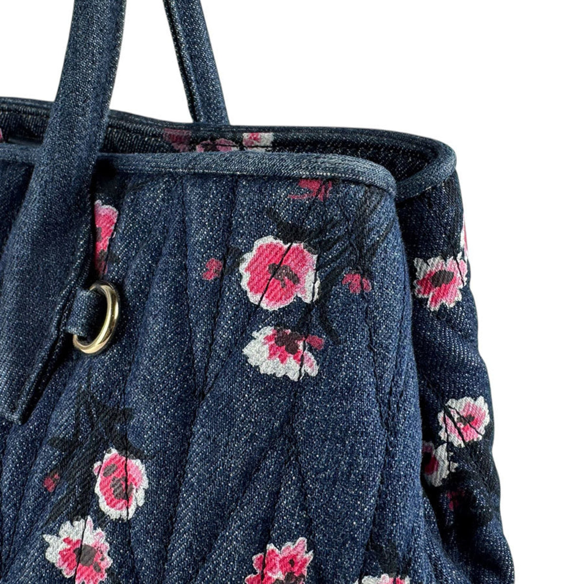 Miu Miu Navy Pink Denim Handbag Shoulder Bag (Pre-Owned)
