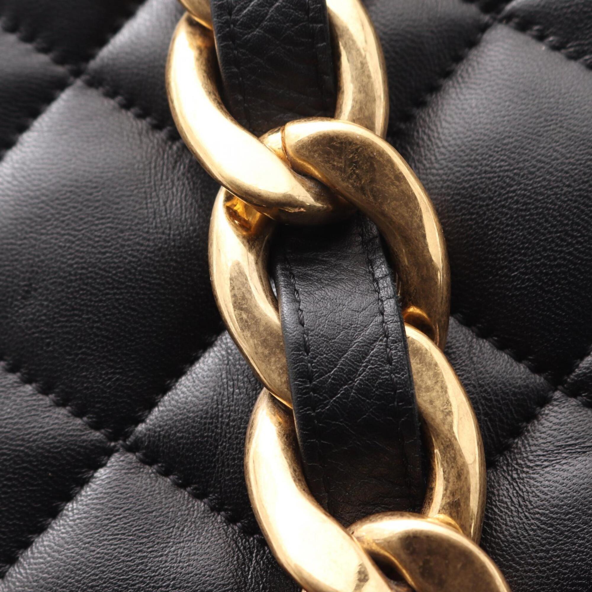 Chanel Black Leather Handbag Shoulder Bag (Pre-Owned)