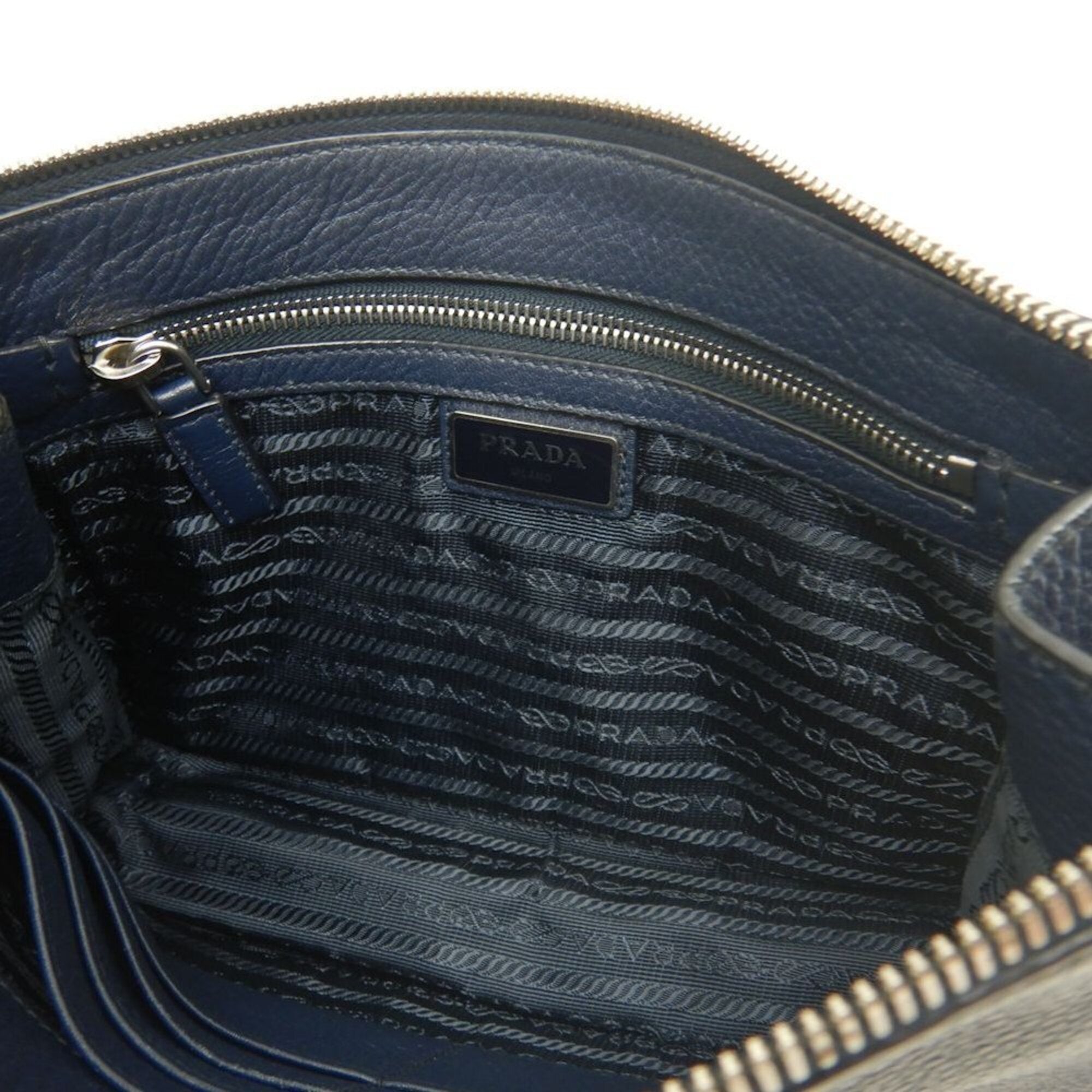 Prada Silver Leather Clutch Bag (Pre-Owned)