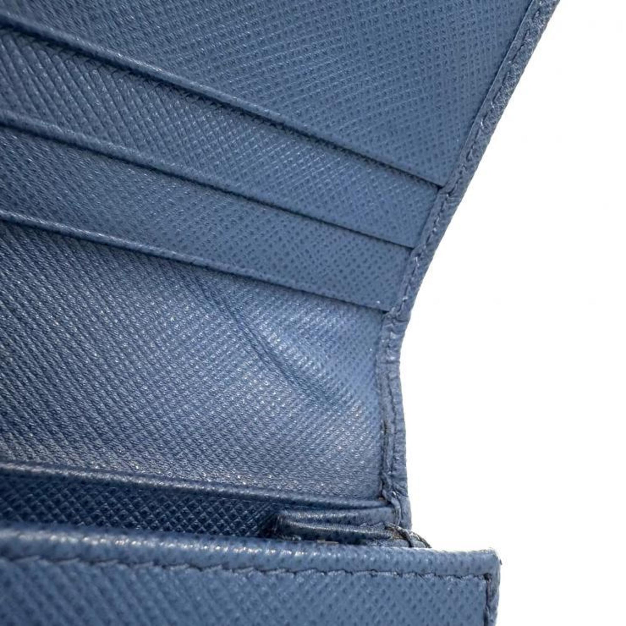 Prada Bluette Navy Saffiano Metal Long Wallet (Bi-Fold) (Pre-Owned)