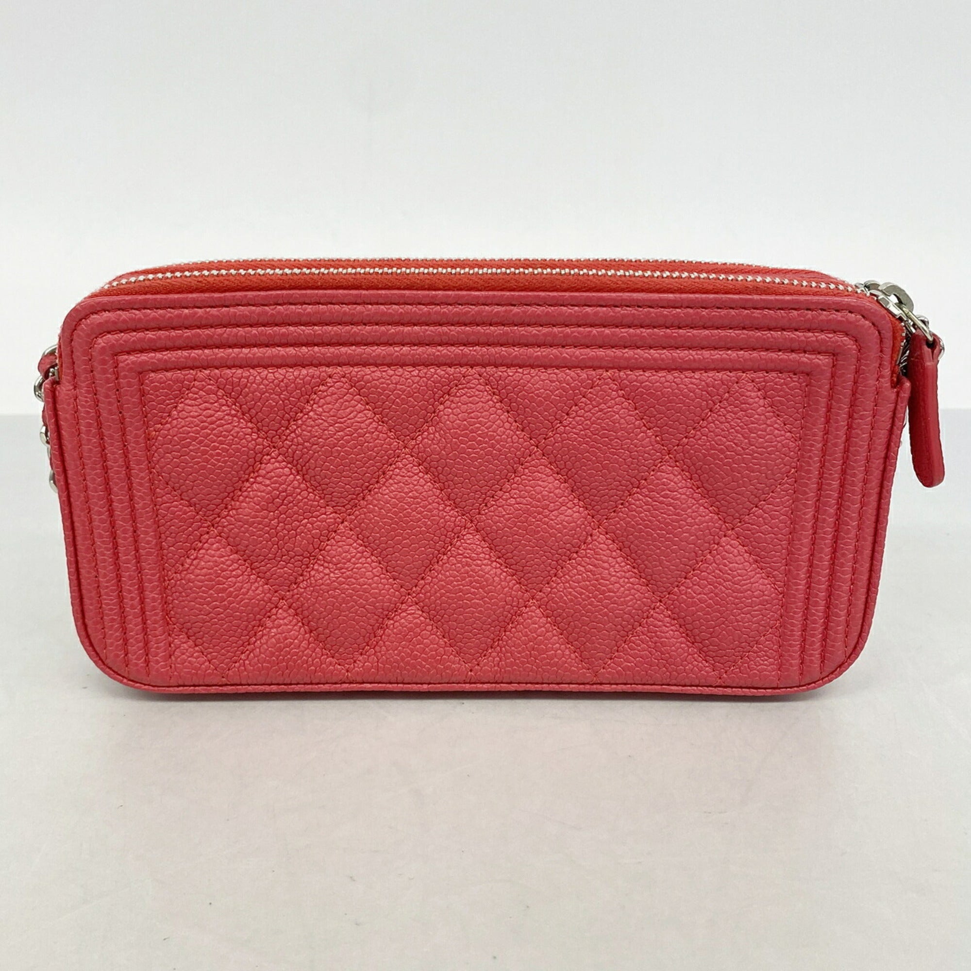 Chanel Red Color Grained Calfskin Shoulder Bag (Pre-Owned)