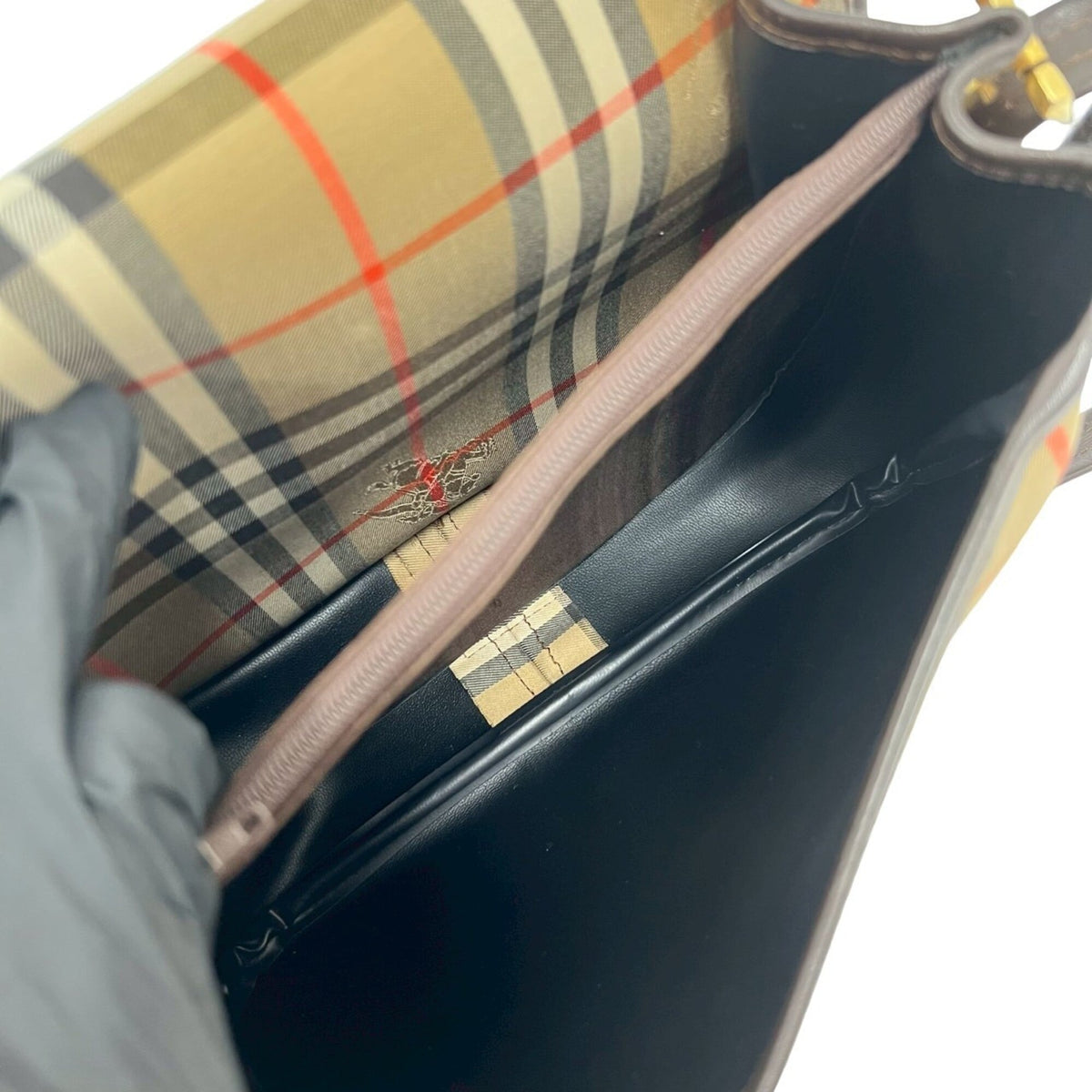 Burberry Beige Brown Canvas Pochette Shoulder Bag (Pre-Owned)
