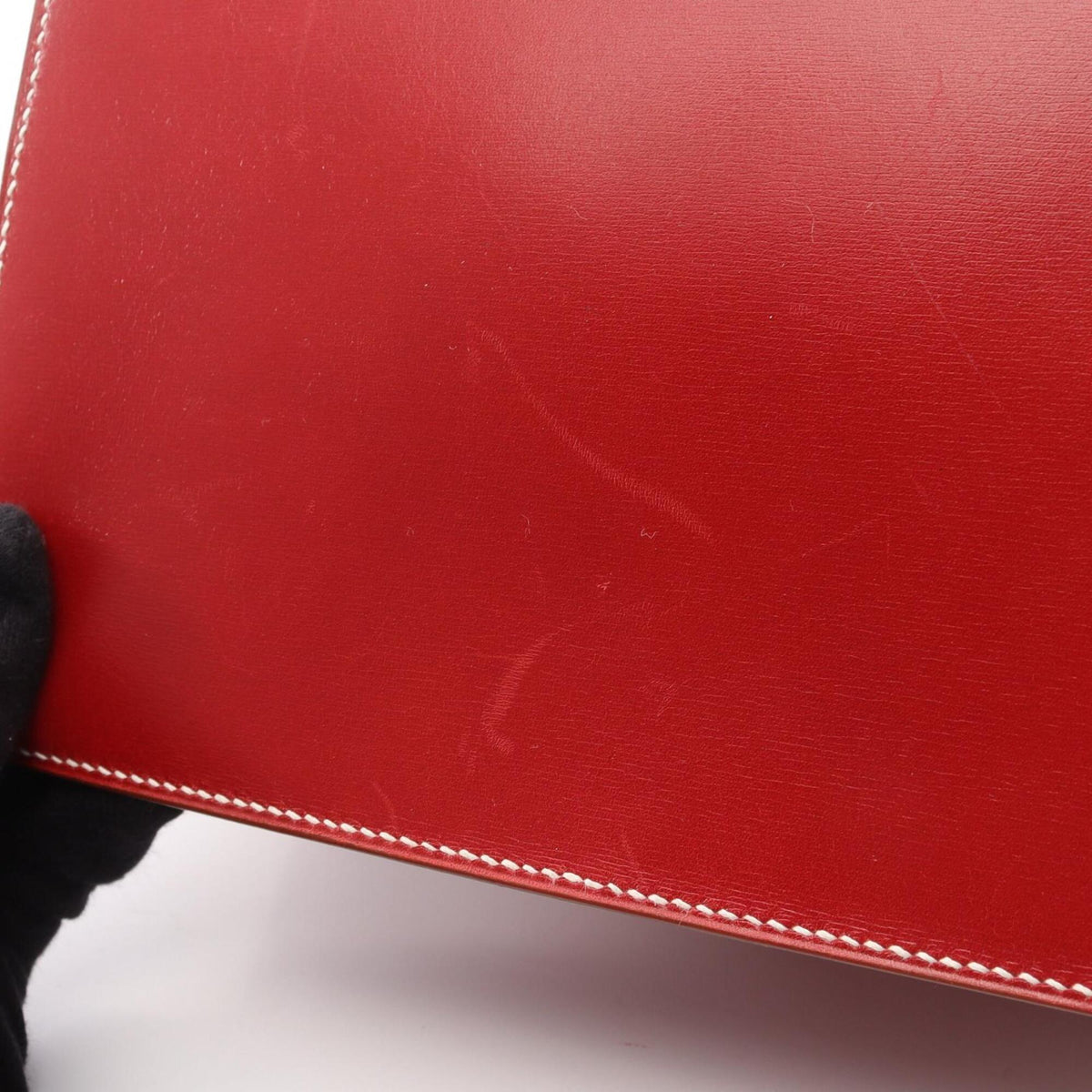 Hermes Red Color Chevre Leather Box Calf Leather Handbag (Pre-Owned)